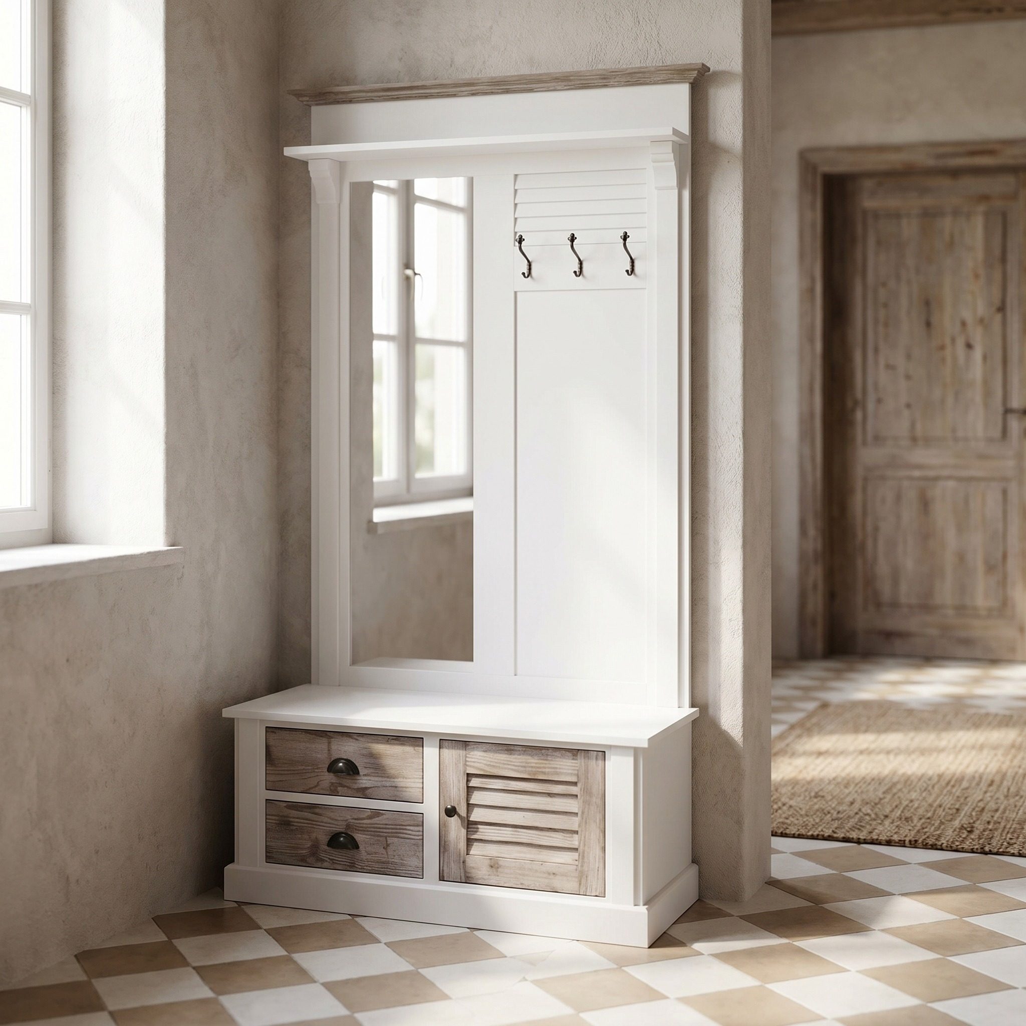 Garderobe im Landhausstil mit Lamellen und Spiegel - in vielen Farben erhältlich!