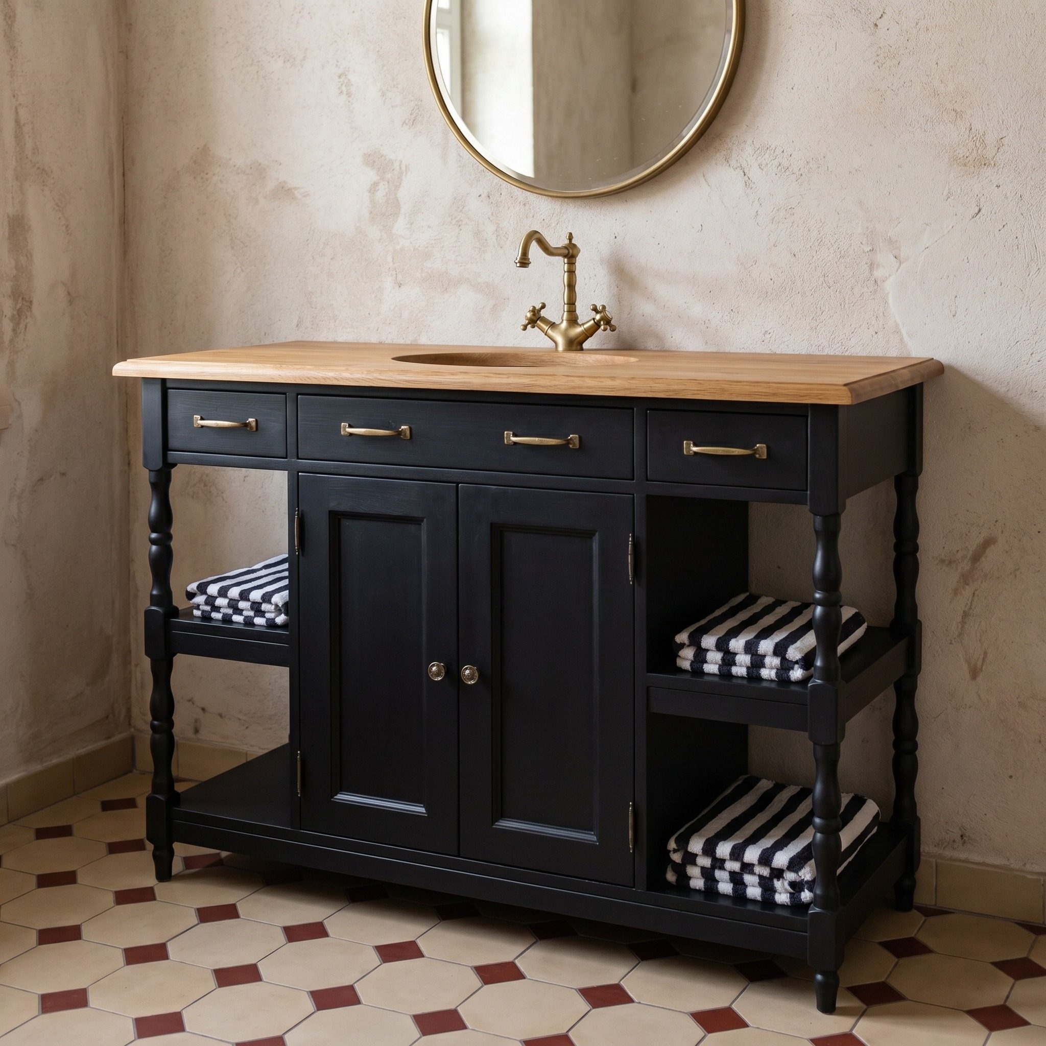 Rustikaler Waschbeckenschrank im Shabby Chic - in vielen Farben erhältlich!