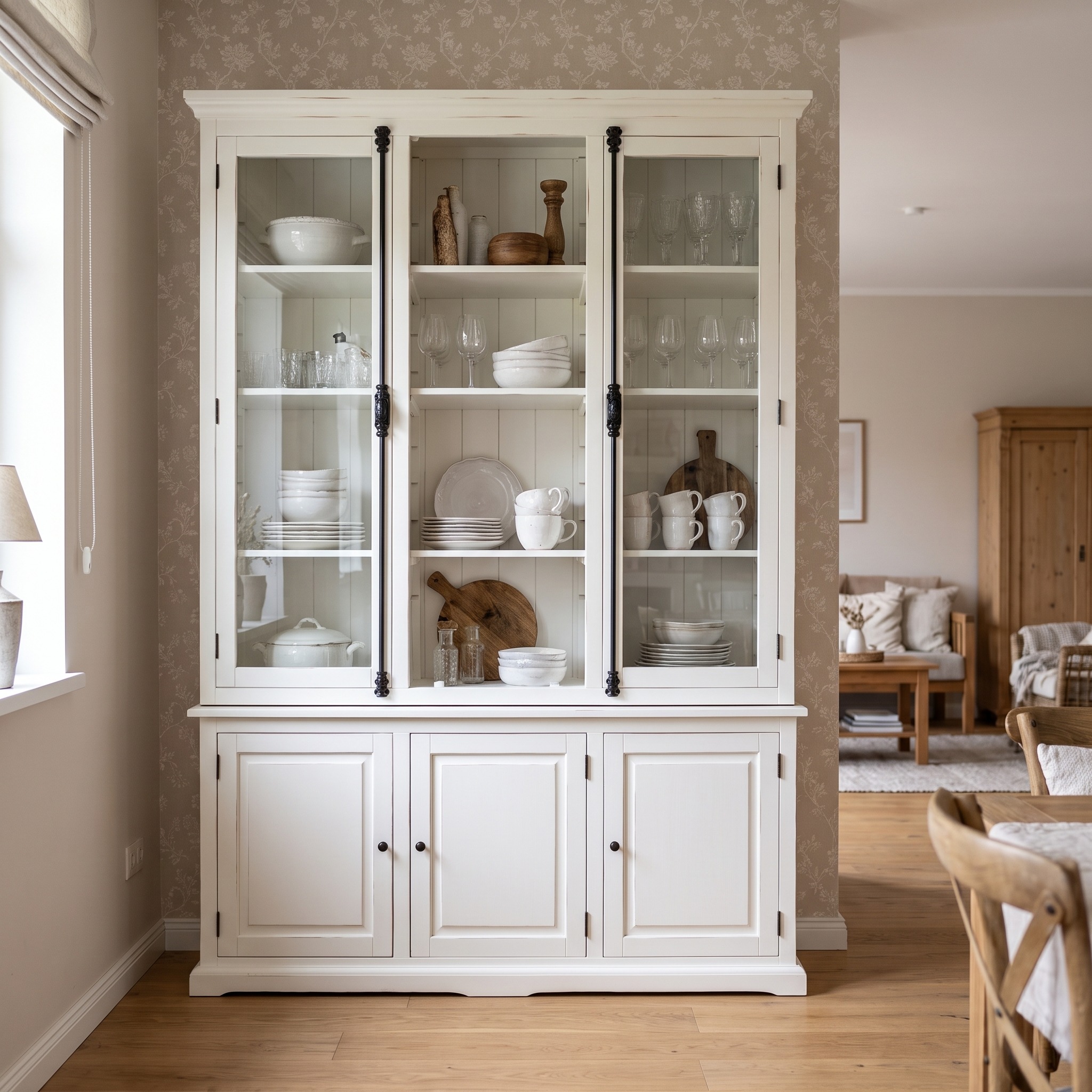Vitrinenschrank Konrad Landhaus Weiß