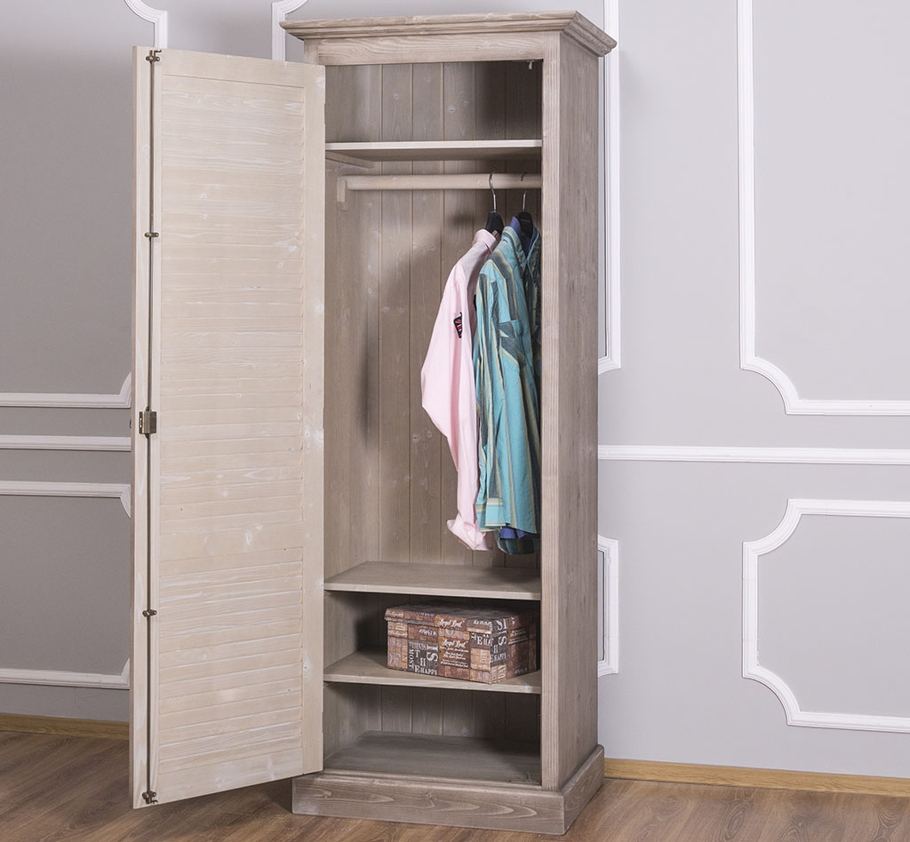 Schmaler Kleiderschrank mit Lamellentür - in vielen Farben erhältlich!