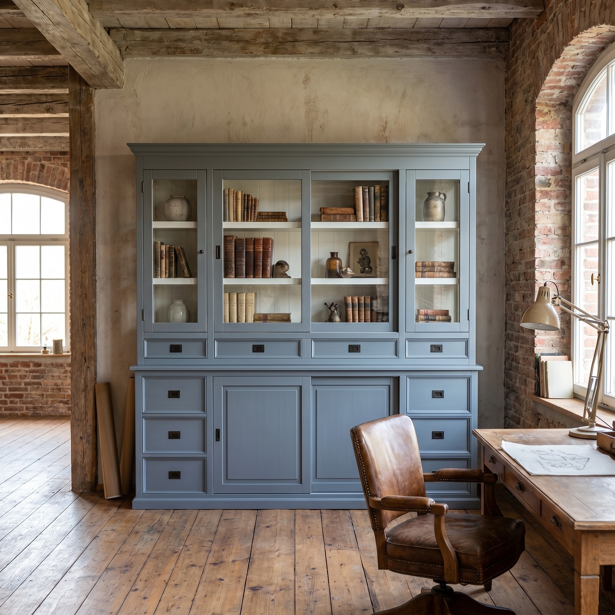 Vielseitiger Landhaus-Buffetschrank in Grau-Weiß - auch in anderen Farben erhältlich!