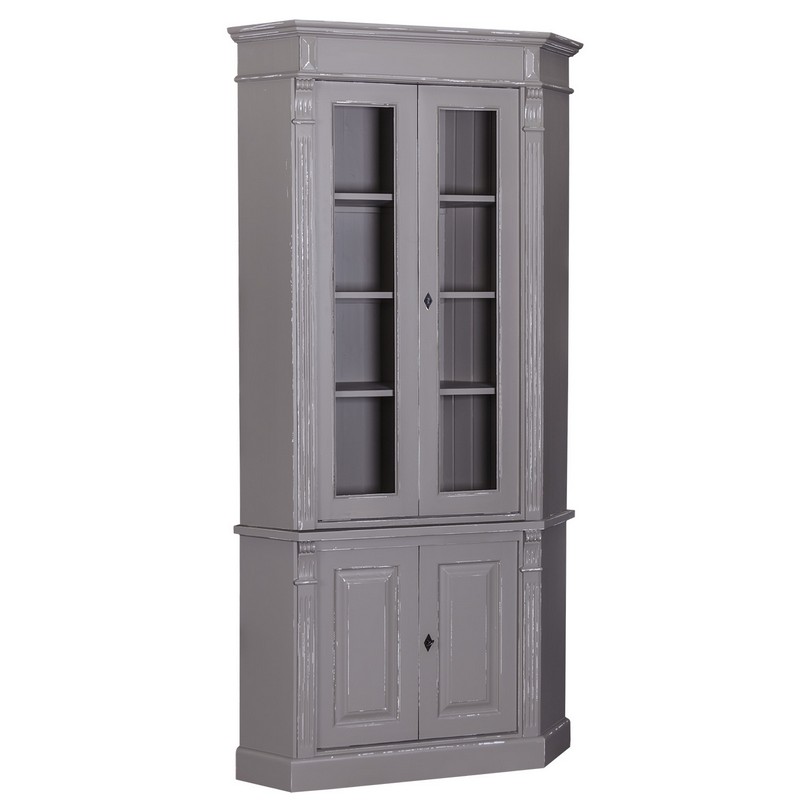 PS59Bas-PS59Sup-P004-P030A Schmaler Eckschrank Eckvitrine im Landhausstil - in vielen Farben erhältlich!