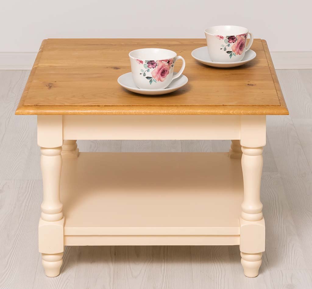 Couchtisch Luberon mit Eichenplatte und Ablage, 65 cm