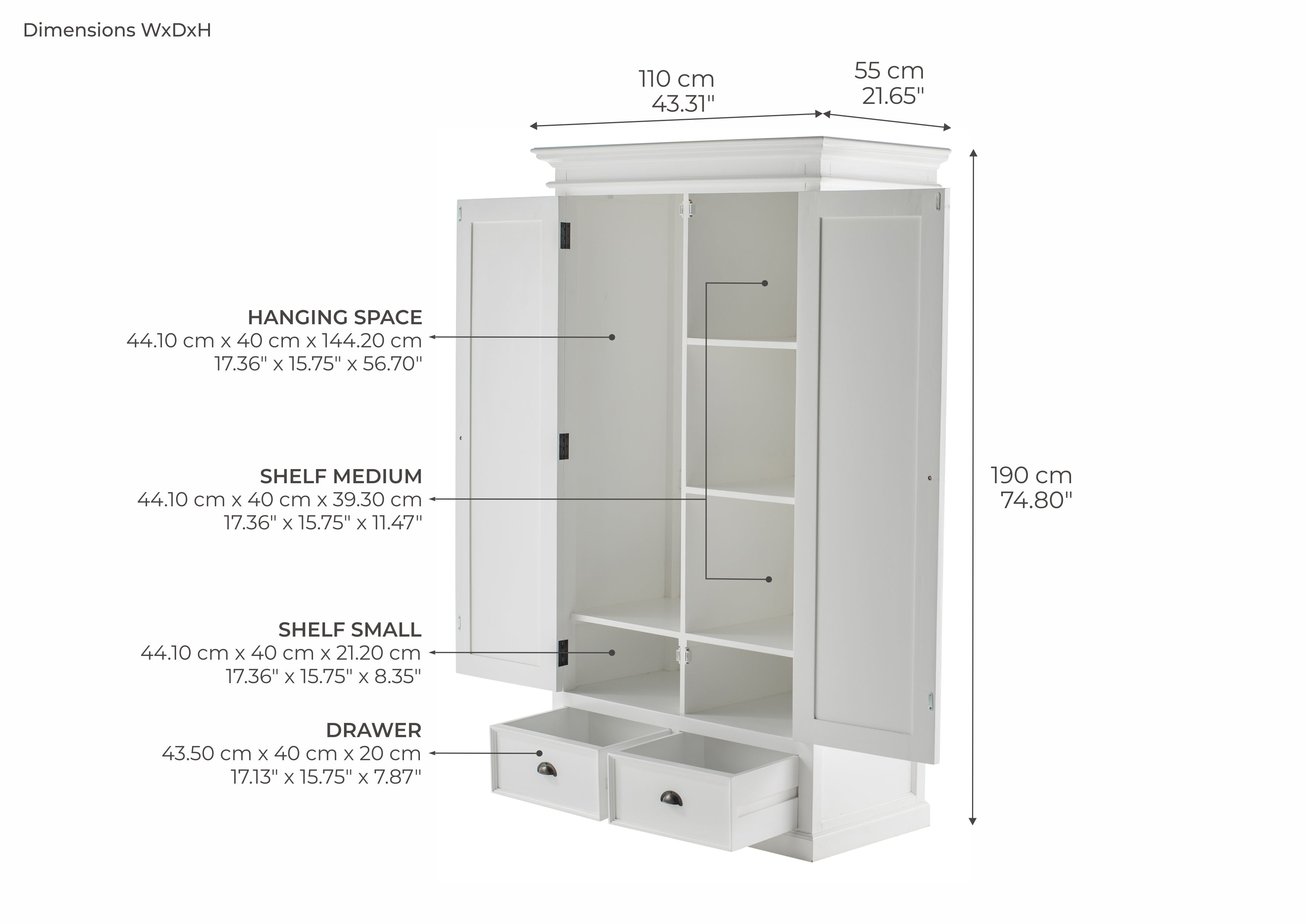 Halifax Kleiderschrank – Weiß