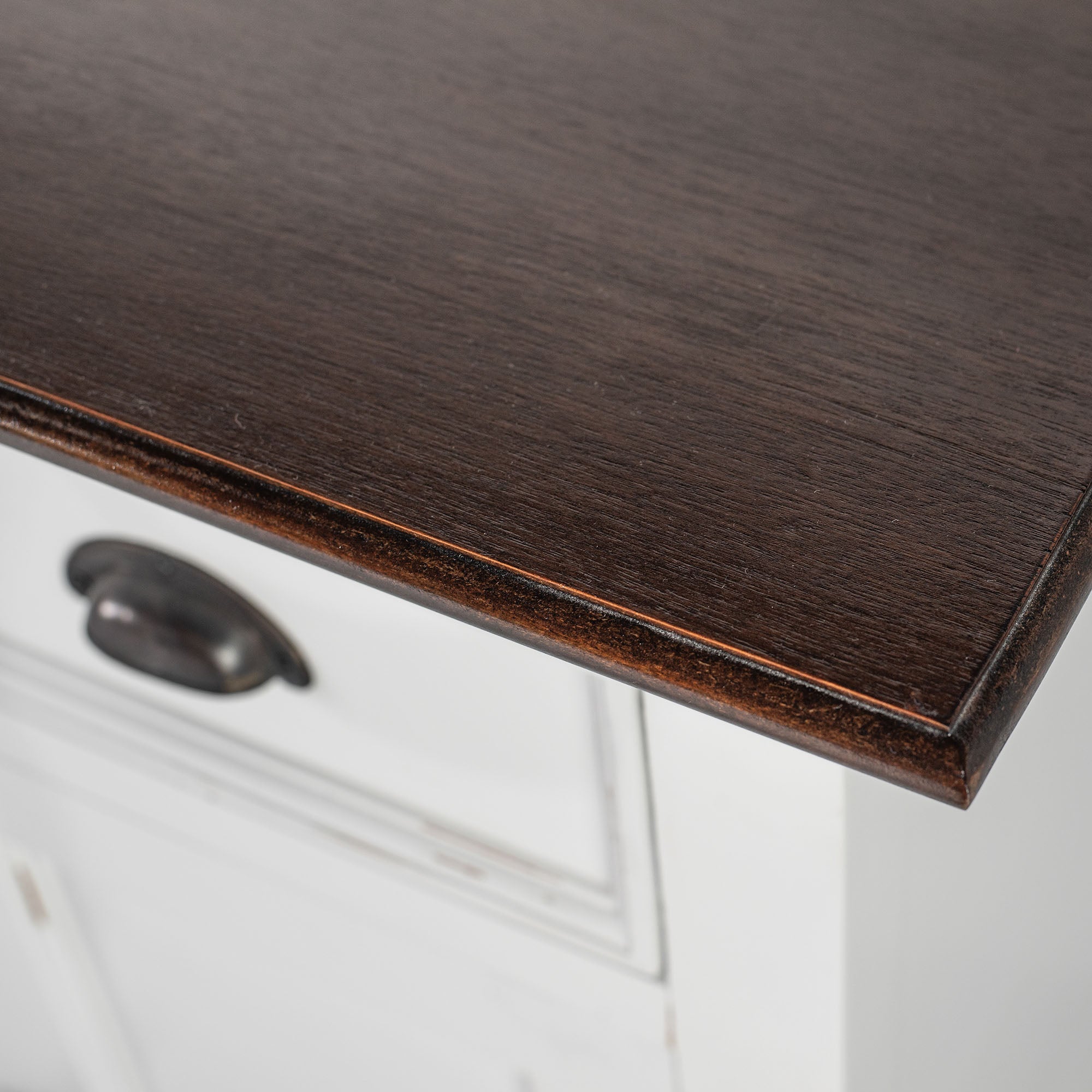 Halifax Sideboard mit 4 Türen und 3 Schubladen – Weiß gewischt & Dunkelbraun