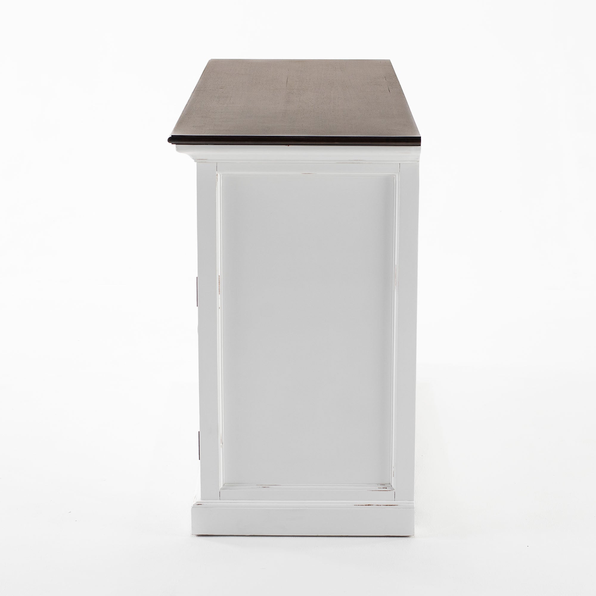 Halifax Sideboard mit 4 Türen und 3 Schubladen – Weiß gewischt & Dunkelbraun