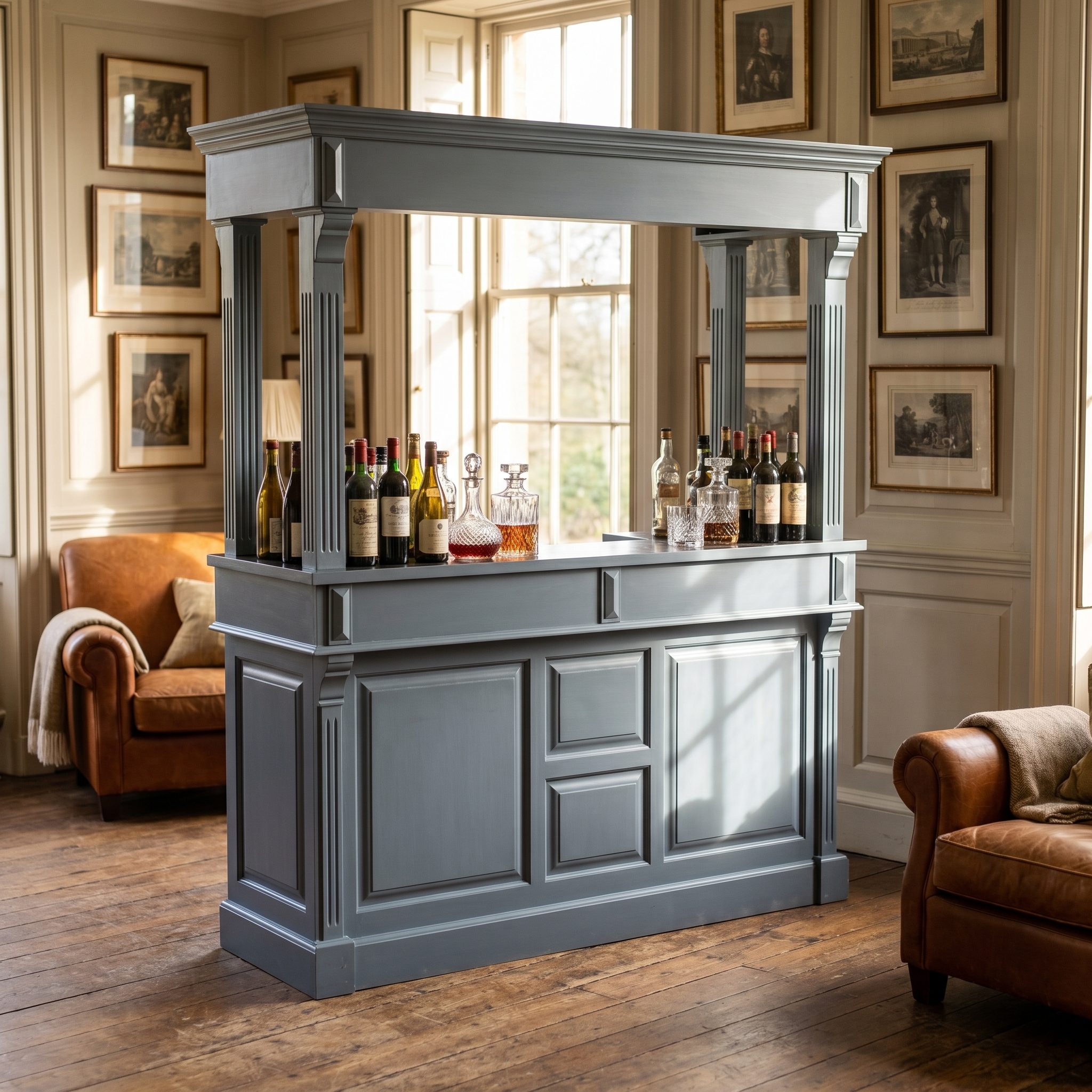 Große Bar mit oder ohne Aufsatz im Landhausstil 180 cm Breite - in vielen Farben erhältlich!