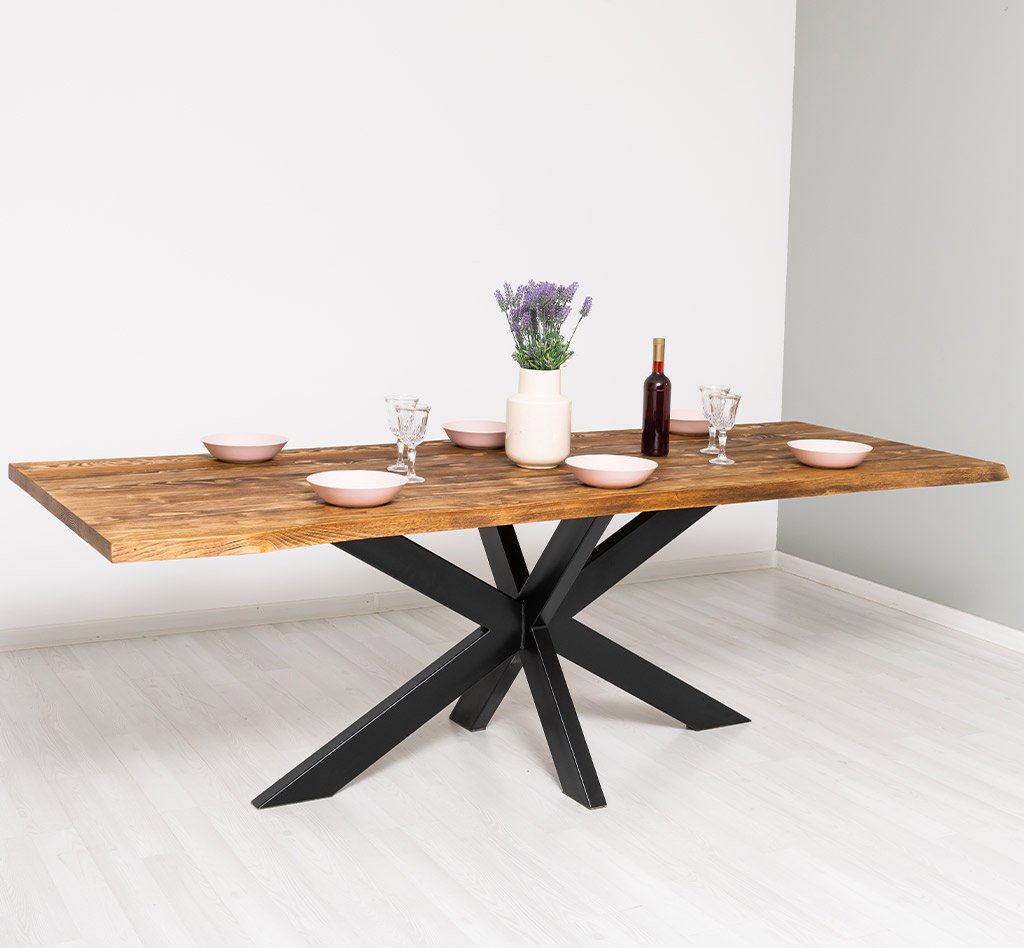 Esstisch Luberon mit Nadelholzplatte und Metallgestell, 210 x 100 cm