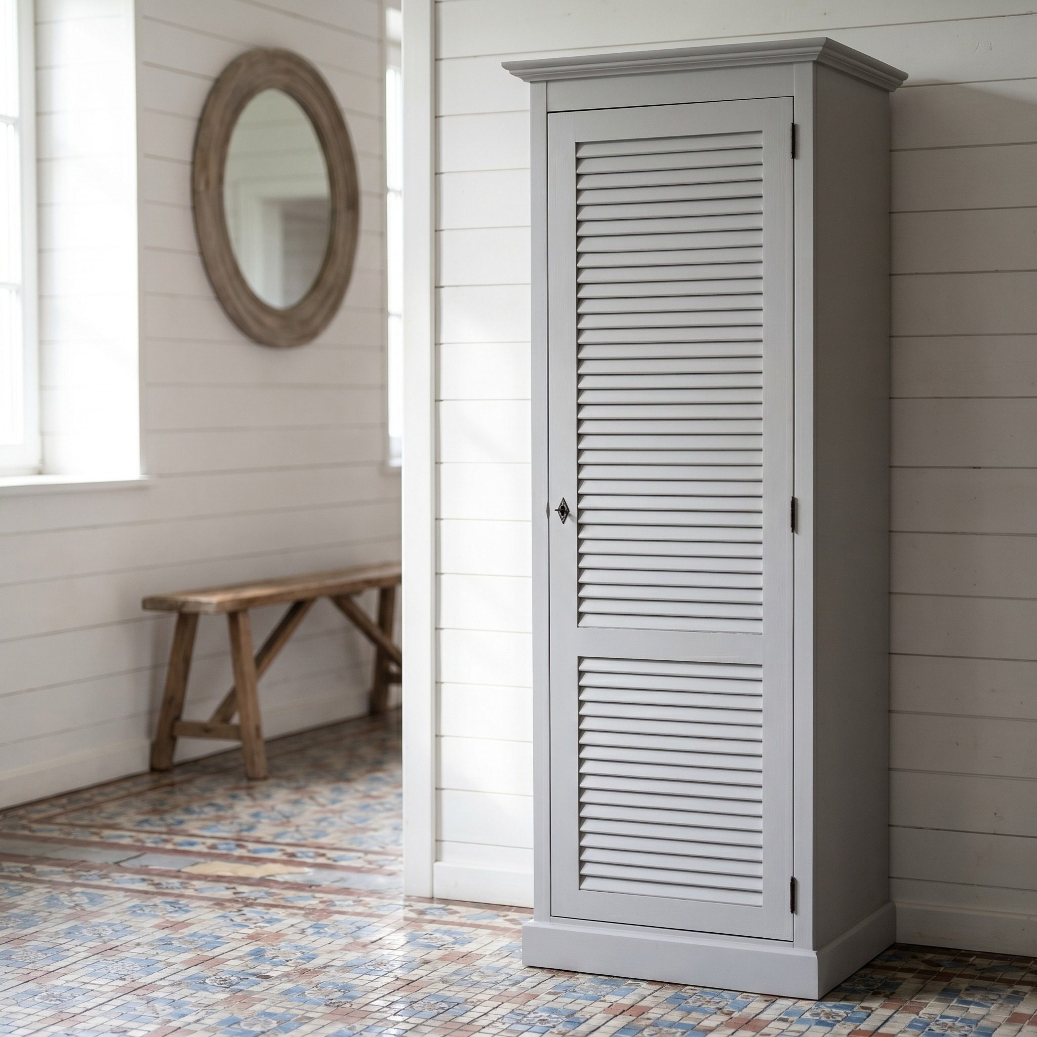 Schmaler Kleiderschrank mit Lamellentür - in vielen Farben erhältlich!
