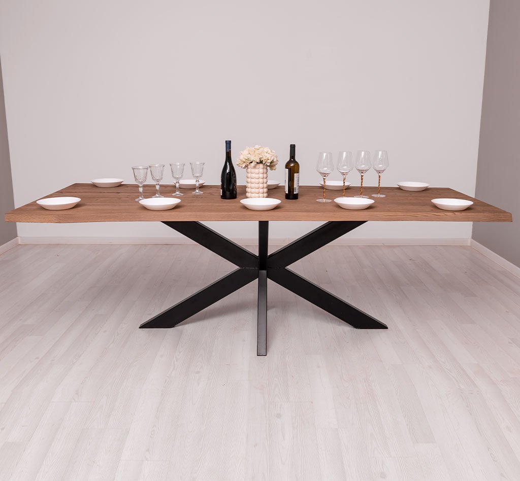 Esstisch Luberon mit Nadelholzplatte und Metallgestell, 240 x 100 cm