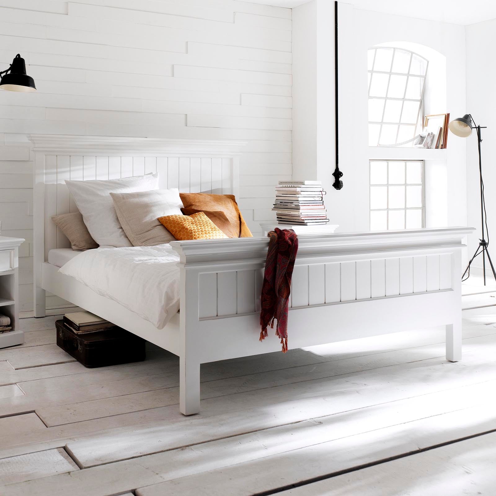 Halifax Doppelbett 200 im Landhausstil – Massivholz Weiß