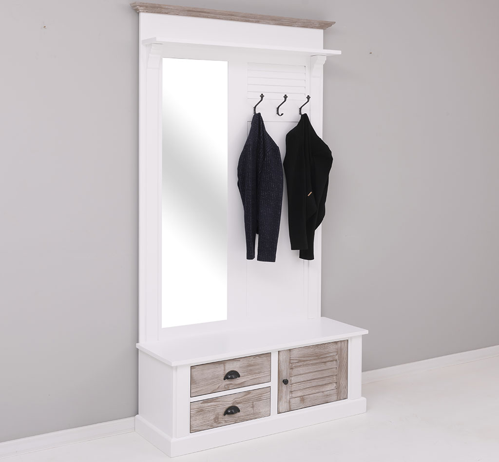 Garderobe im Landhausstil mit Lamellen und Spiegel - in vielen Farben erhältlich!