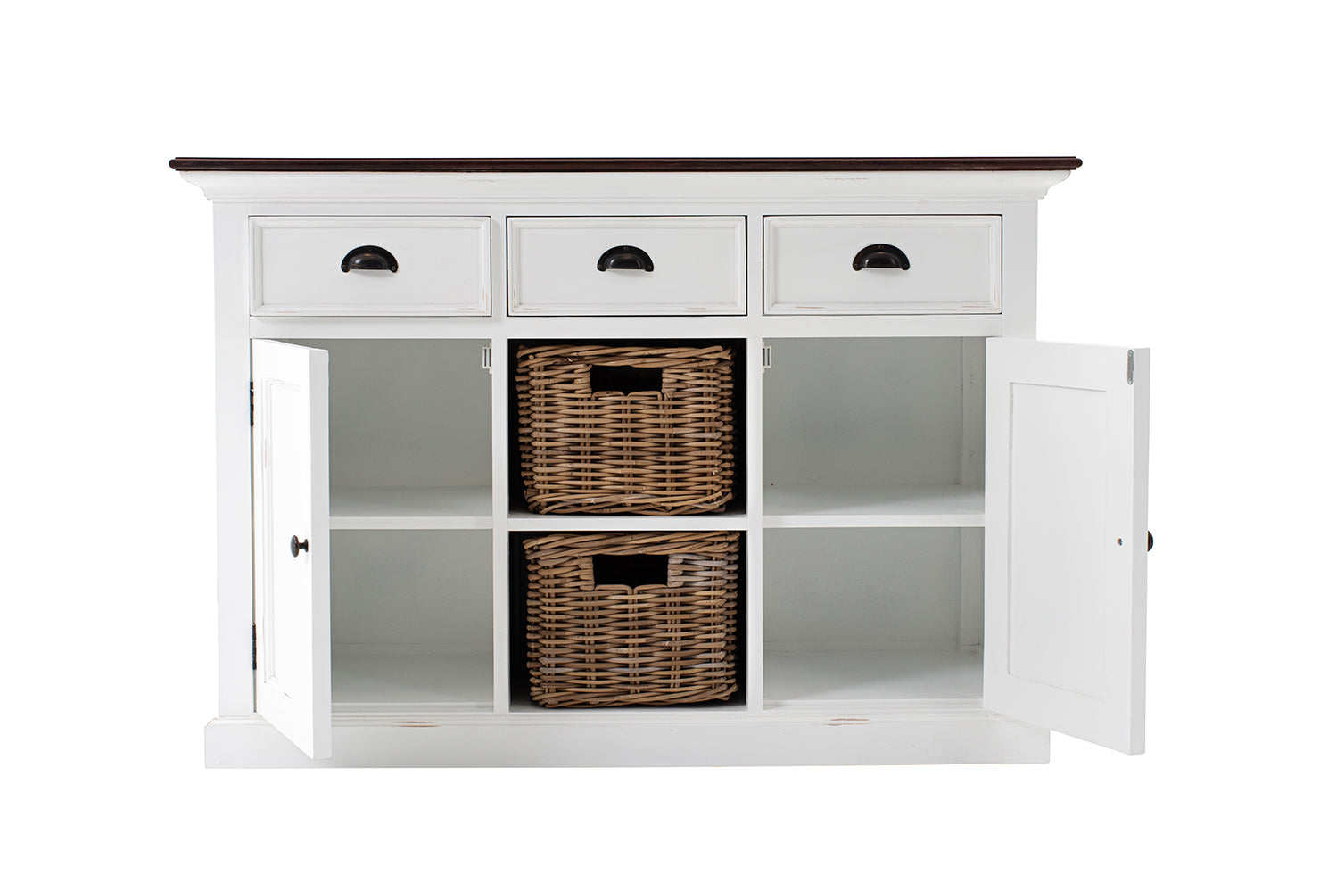 Halifax Sideboard Weiß mit brauner Holzplatte