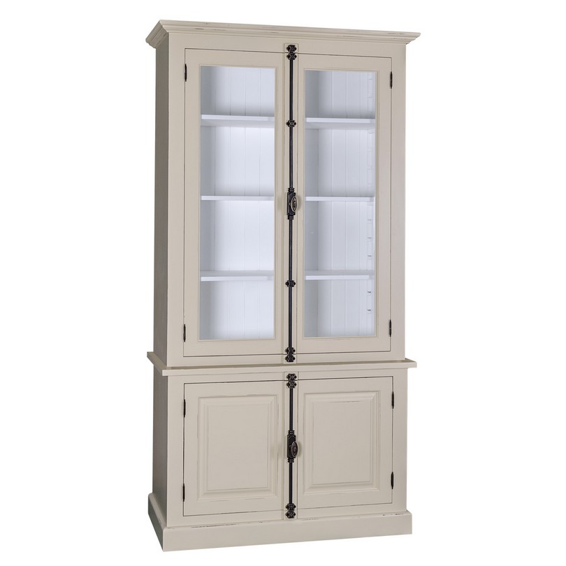 PS409Bas-PS409Sup-P028-P032A_P004 Vitrinenschrank mit Stangenschloß im Shabby Chic - in vielen Farben erhältlich!