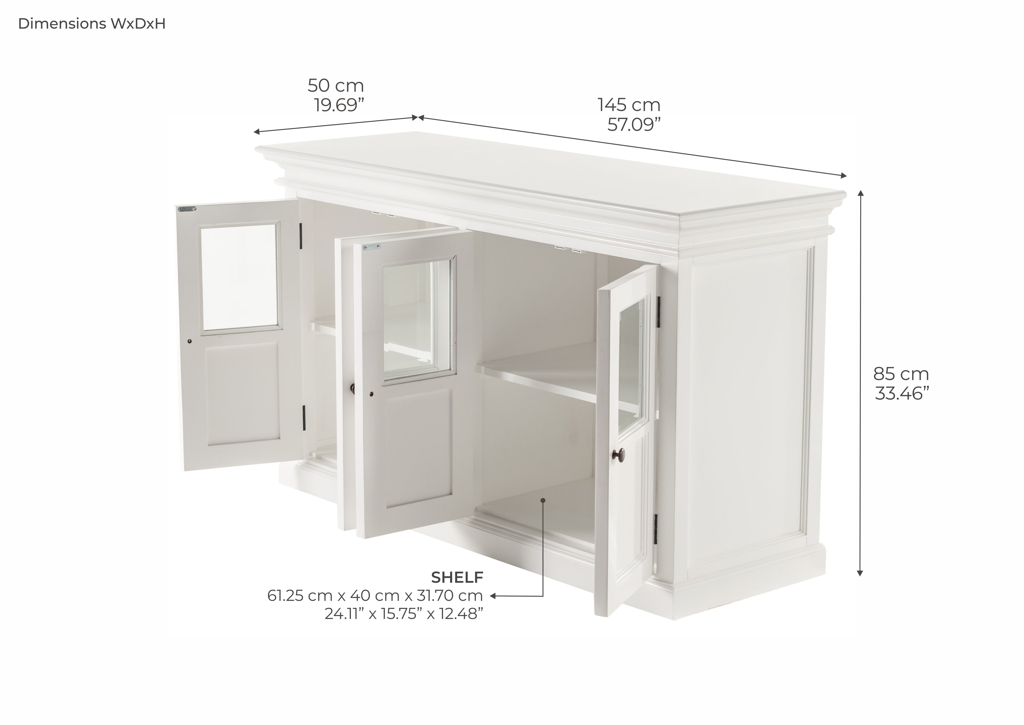 Halifax Buffet mit 4 Glastüren im Landhausstil