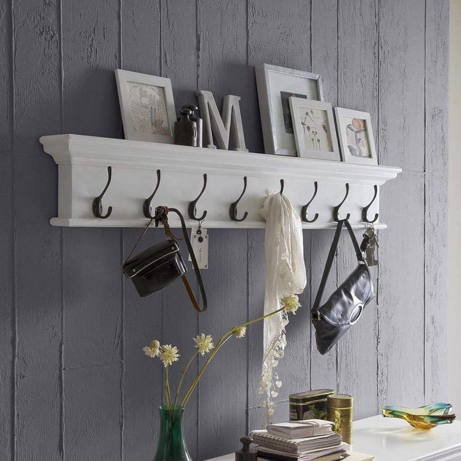Halifax Wandgarderobe mit 8 Haken – Weiß