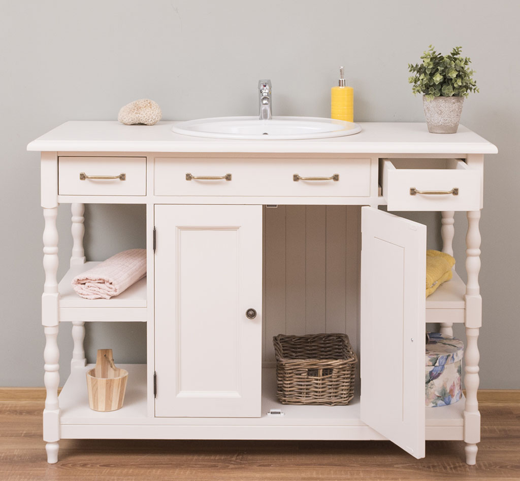 Rustikaler Waschbeckenschrank im Shabby Chic - in vielen Farben erhältlich! Rustikaler Waschbeckenschrank im Shabby Chic - in vielen Farben erhältlich!