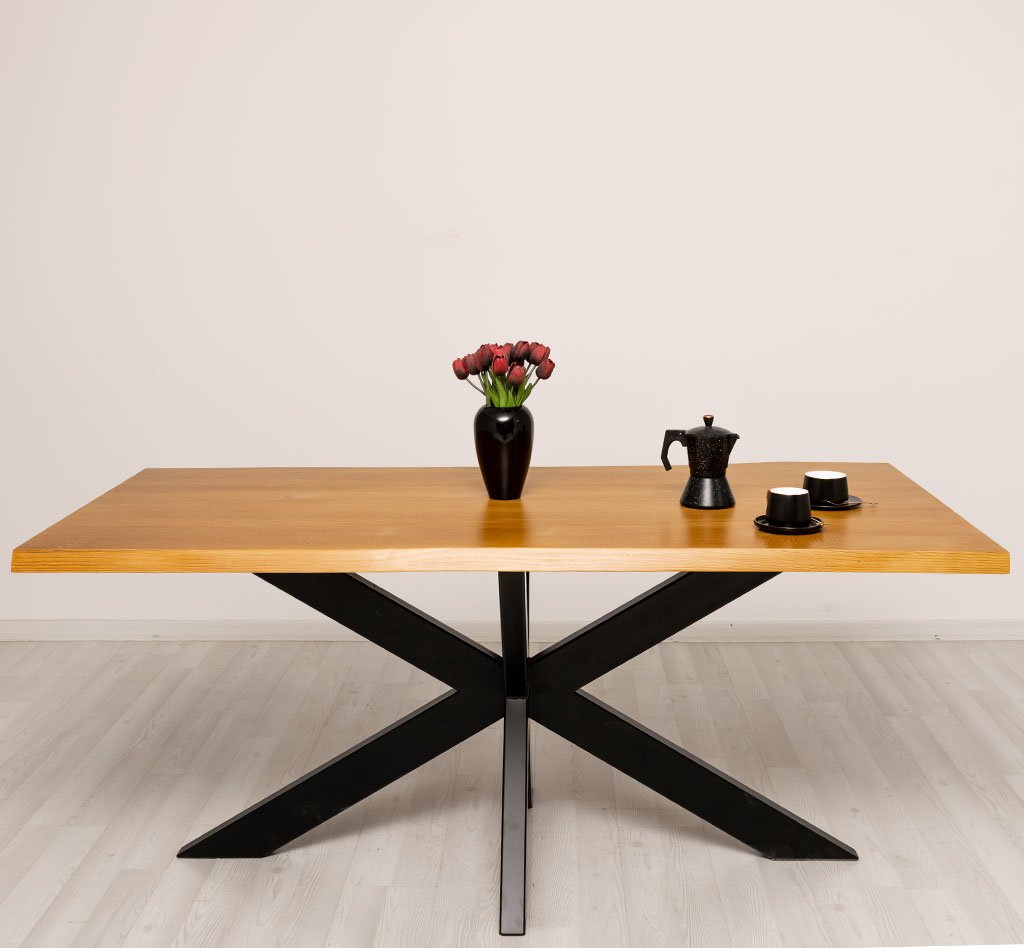 Esstisch Luberon mit Nadelholzplatte und Metallgestell, 180 x 100 cm