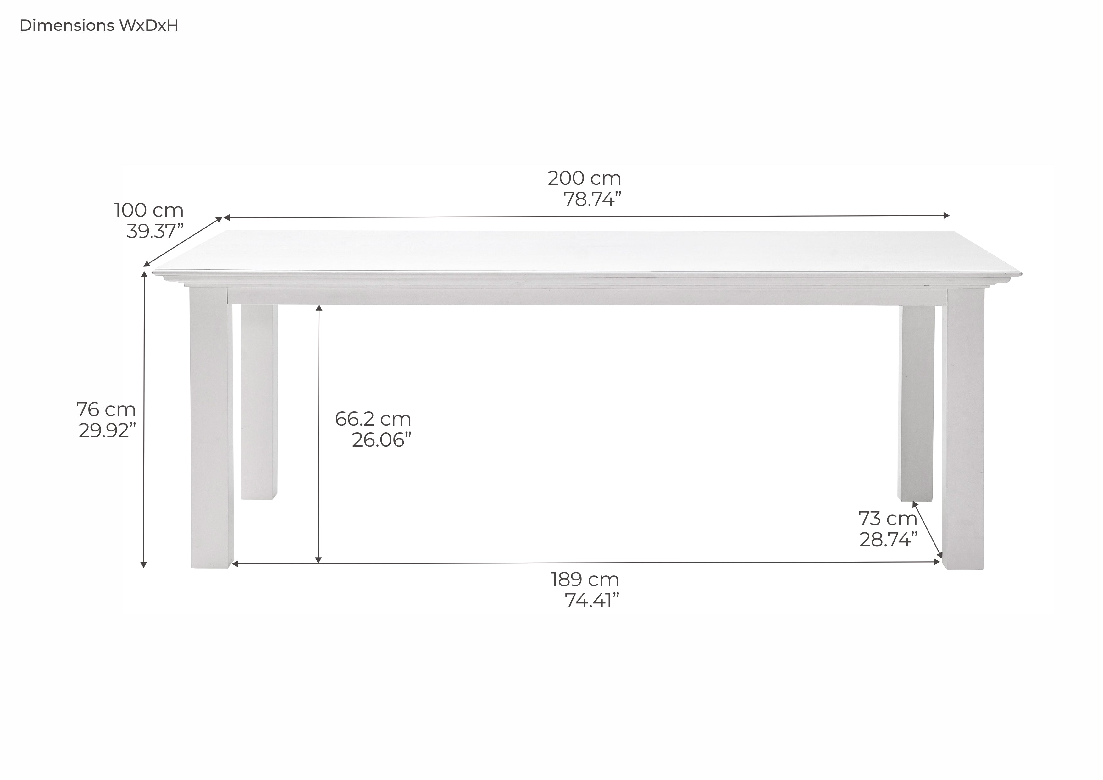 Halifax Esstisch 200 cm – Weiß