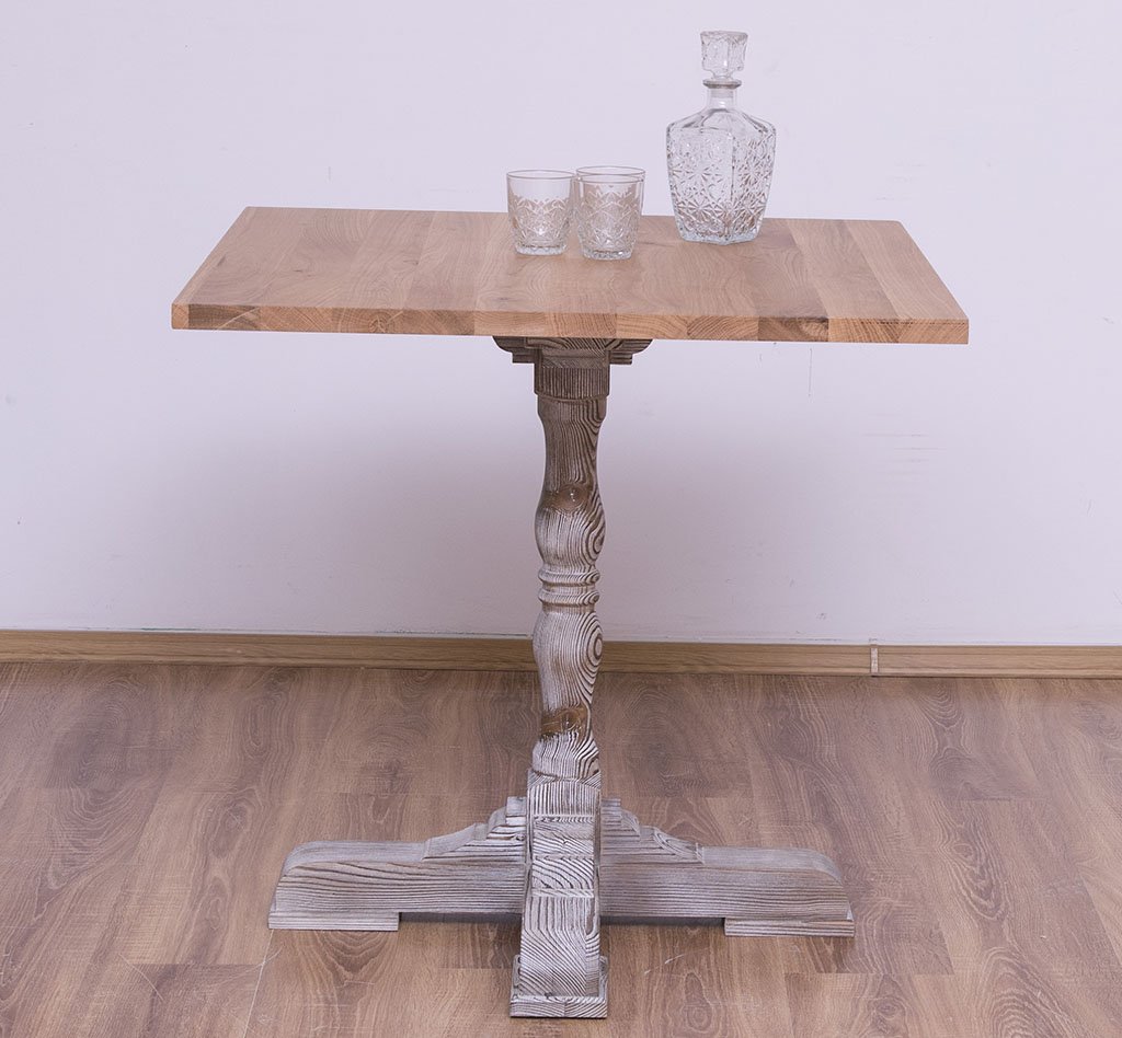 Quadratischer Tisch Luberon mit Eichenplatte, 80 x 80 cm