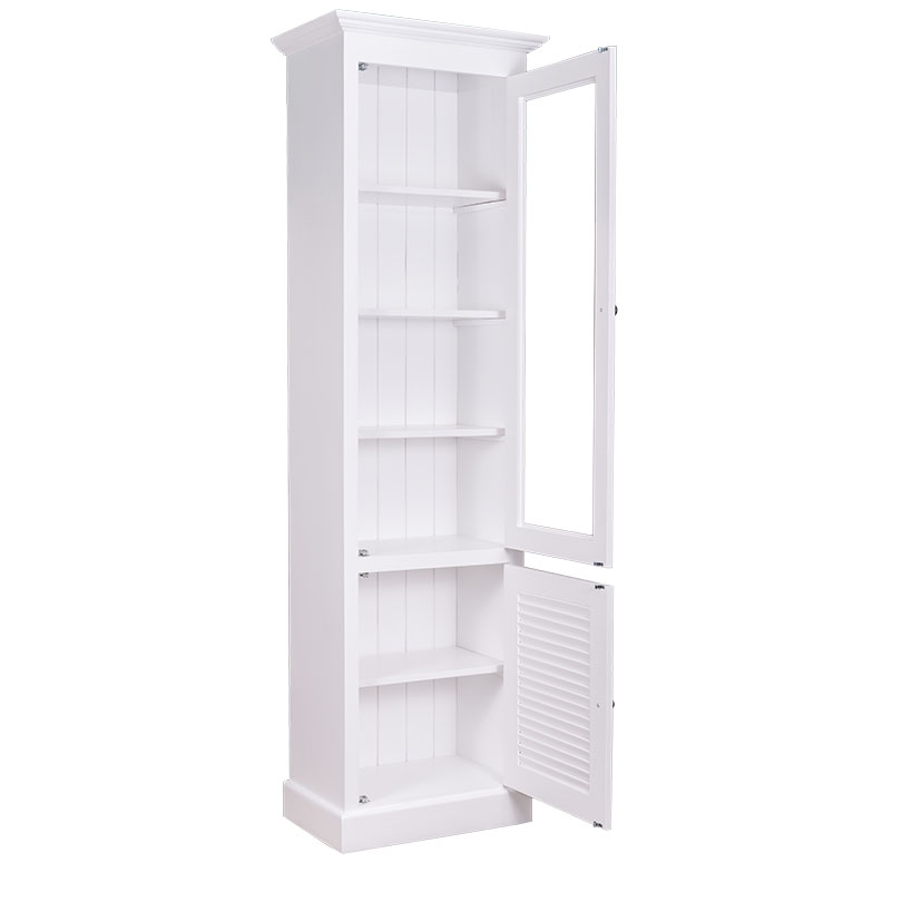 Schmaler Vitrinenschrank im Shabby Chic - in vielen Farben erhältlich!
