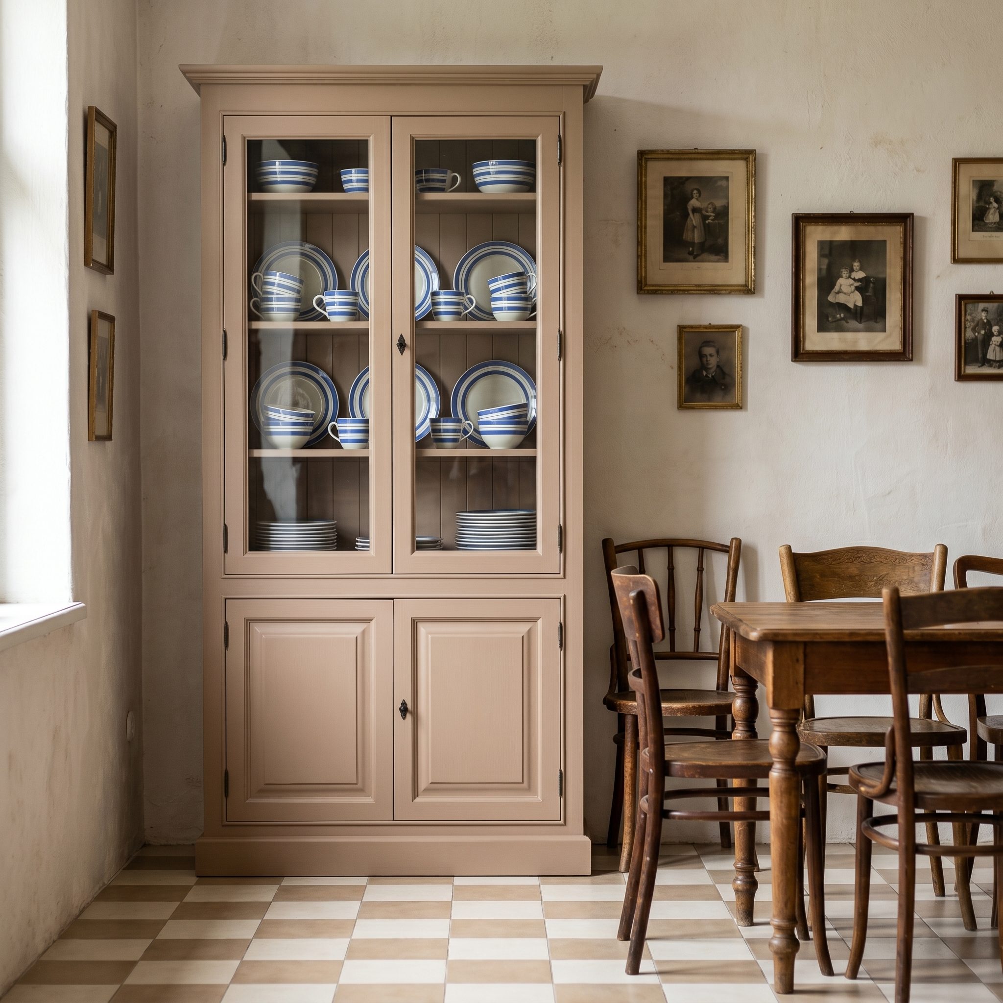Schöner Vitrinenschrank im Landhausstil - in vielen Farben erhältlich!