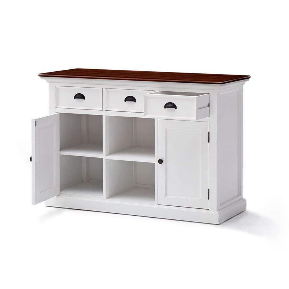 Halifax Sideboard Weiß mit brauner Holzplatte