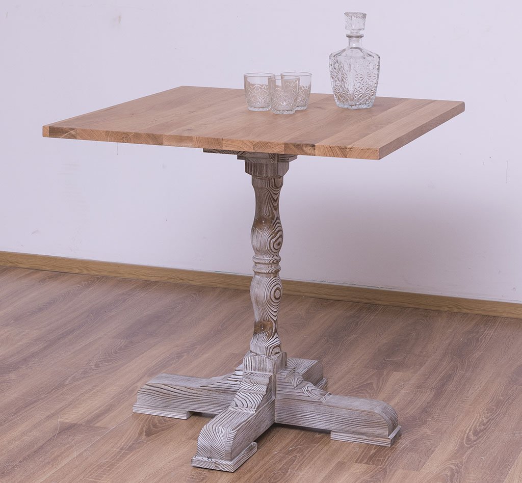 Quadratischer Tisch Luberon mit Eichenplatte, 80 x 80 cm