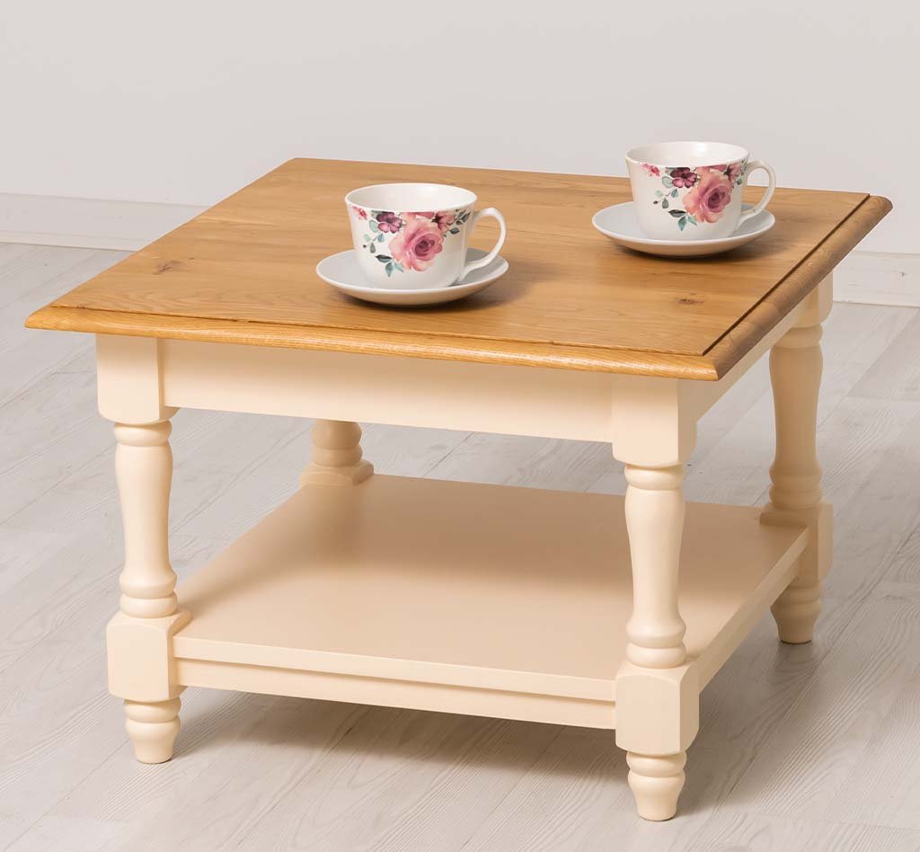 Couchtisch Luberon mit Eichenplatte und Ablage, 65 cm