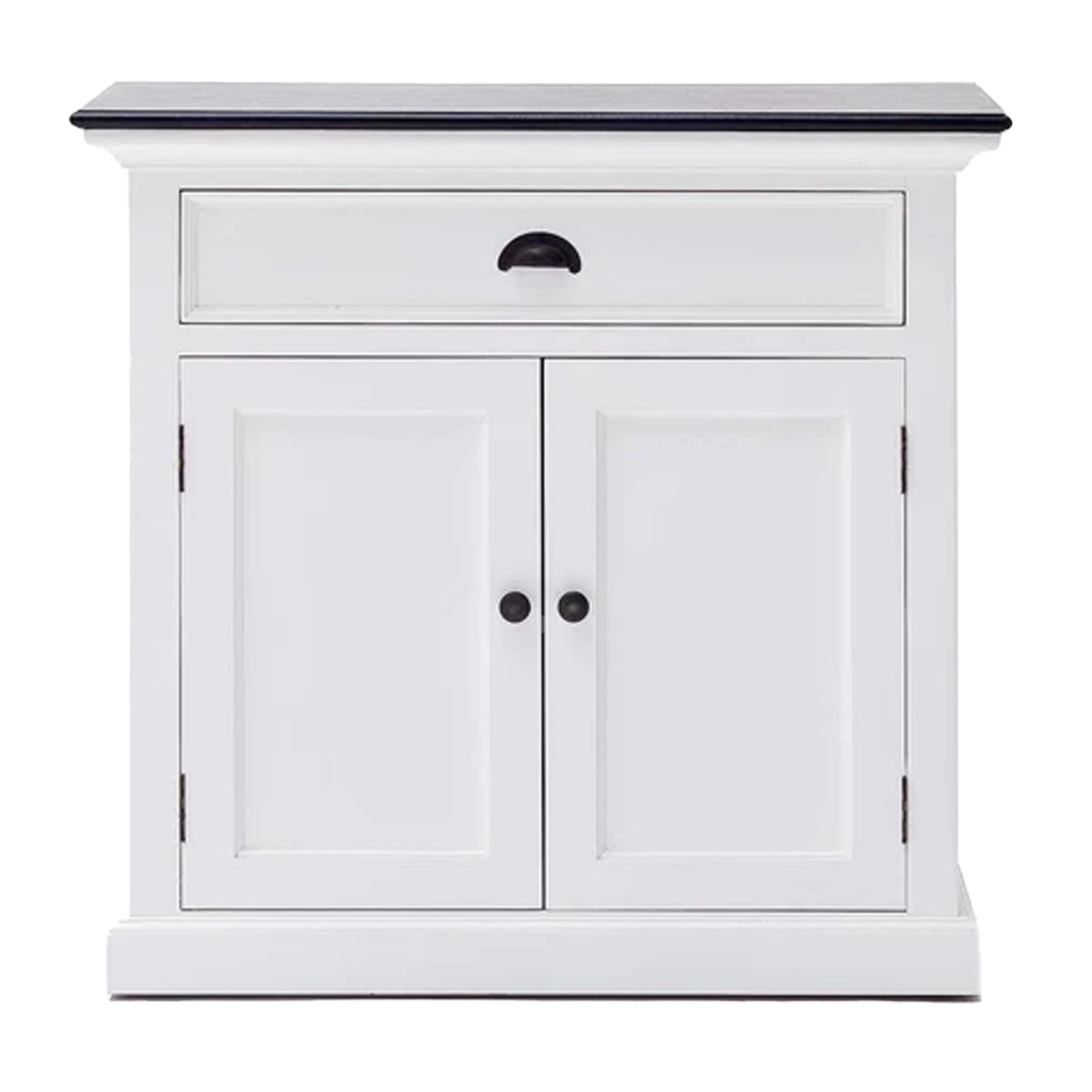 Halifax Contrast Kleines Sideboard – Weiß mit schwarzer Tischplatte