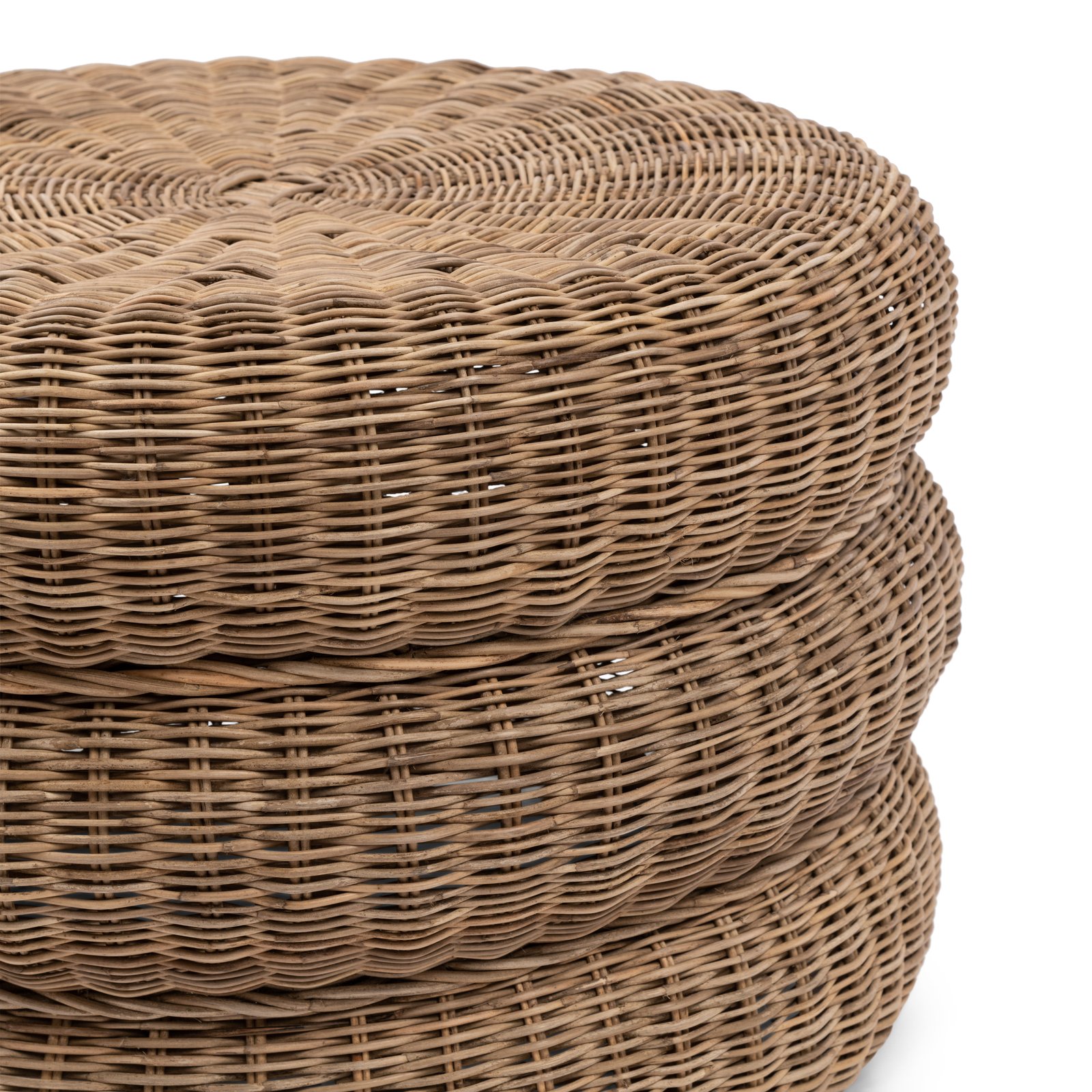 Rustic Rattan Macaron Footstool