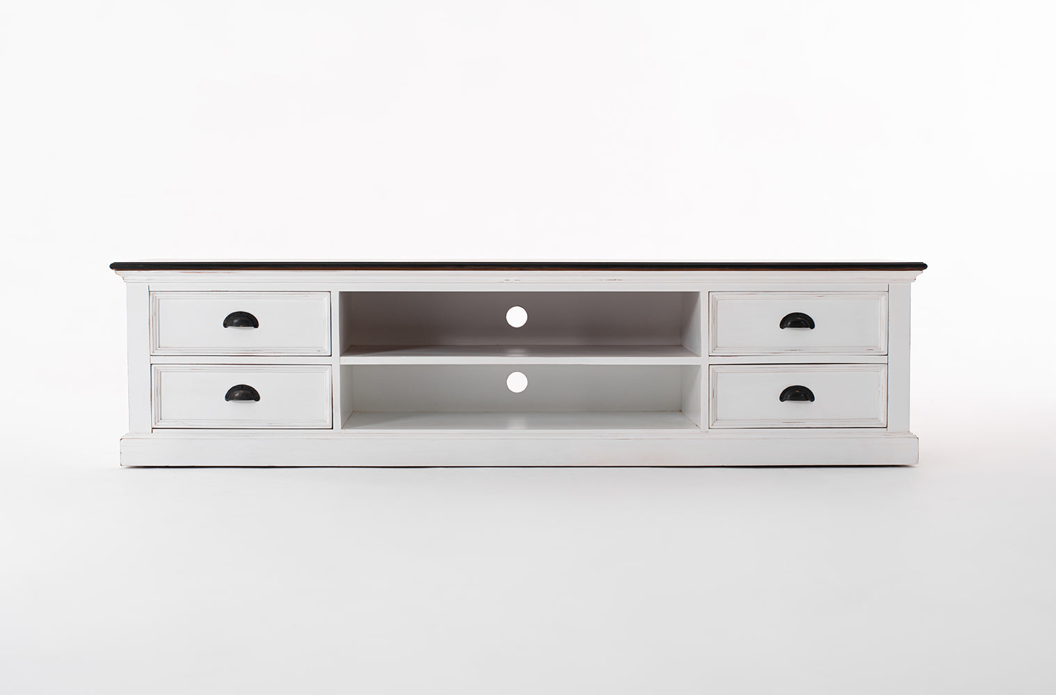 Halifax Accent Lowboard 180 cm – Weiß mit brauner Holzplatte