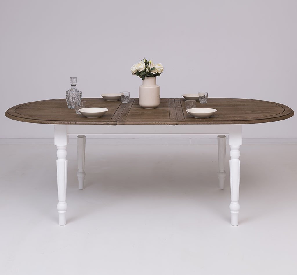 Ovaler Ausziehtisch Luberon mit Eichenplatte, 180 bis 220 cm