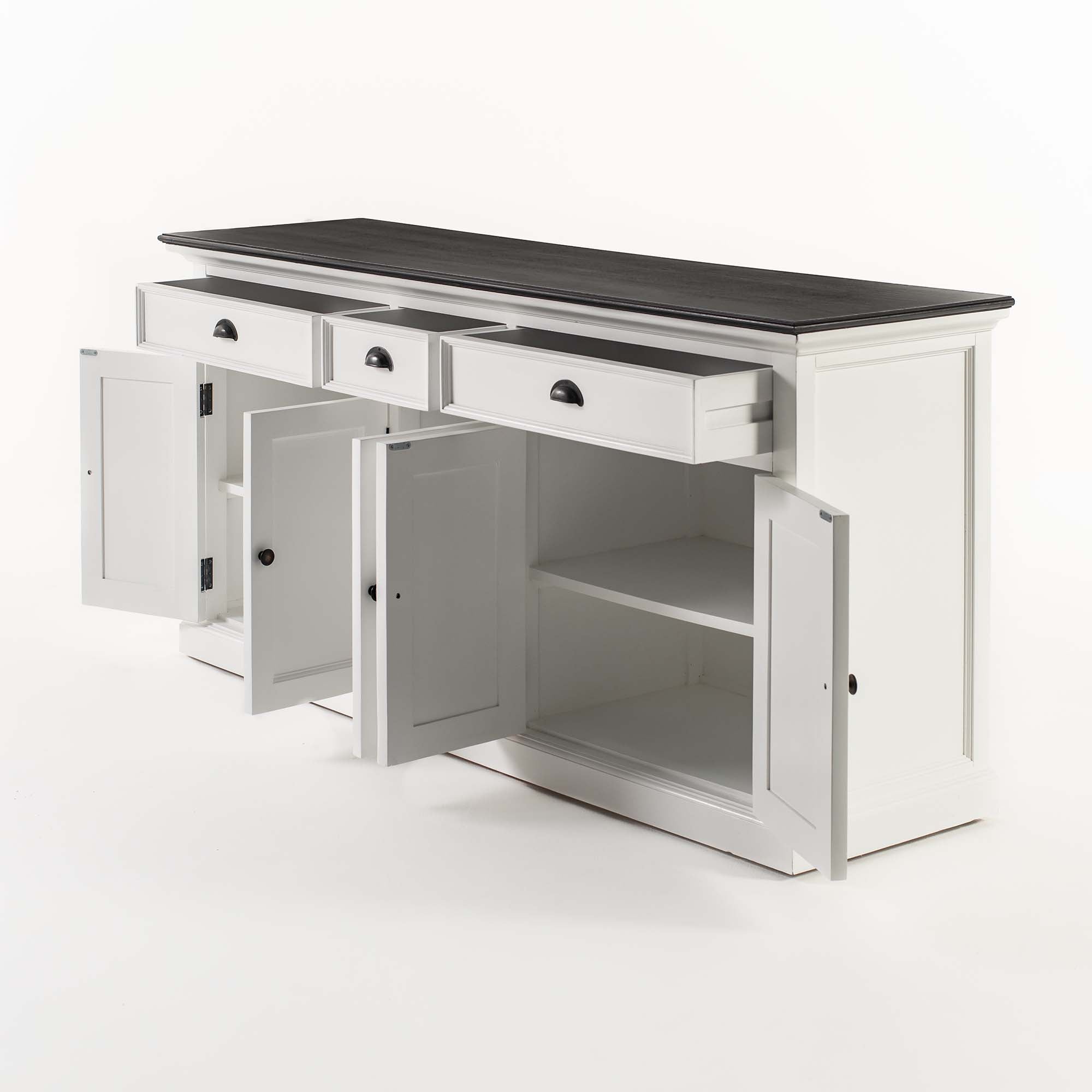 Halifax Contrast Buffet – Sideboard in Weiß mit schwarzer Tischplatte