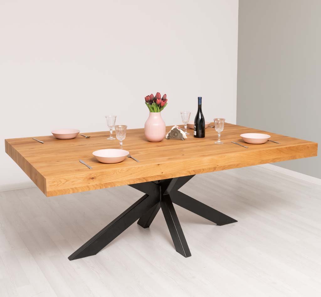 Esstisch Luberon mit Eichenplatte und Metallgestell, 240 x 100 cm