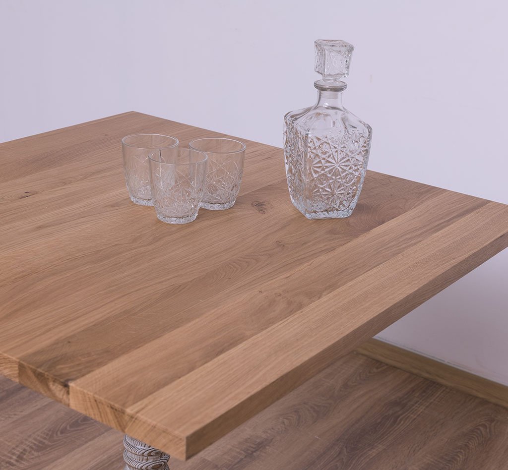 Quadratischer Tisch Luberon mit Eichenplatte, 80 x 80 cm