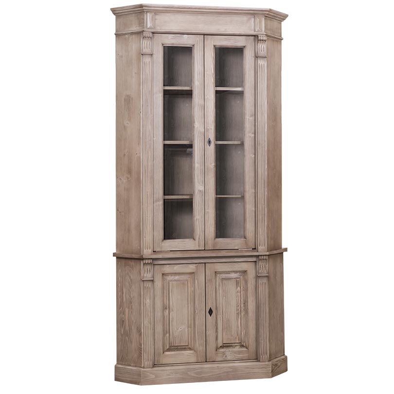 PS59BAS-PS59SUP-P037 Schmaler Eckschrank Eckvitrine im Landhausstil - in vielen Farben erhältlich!