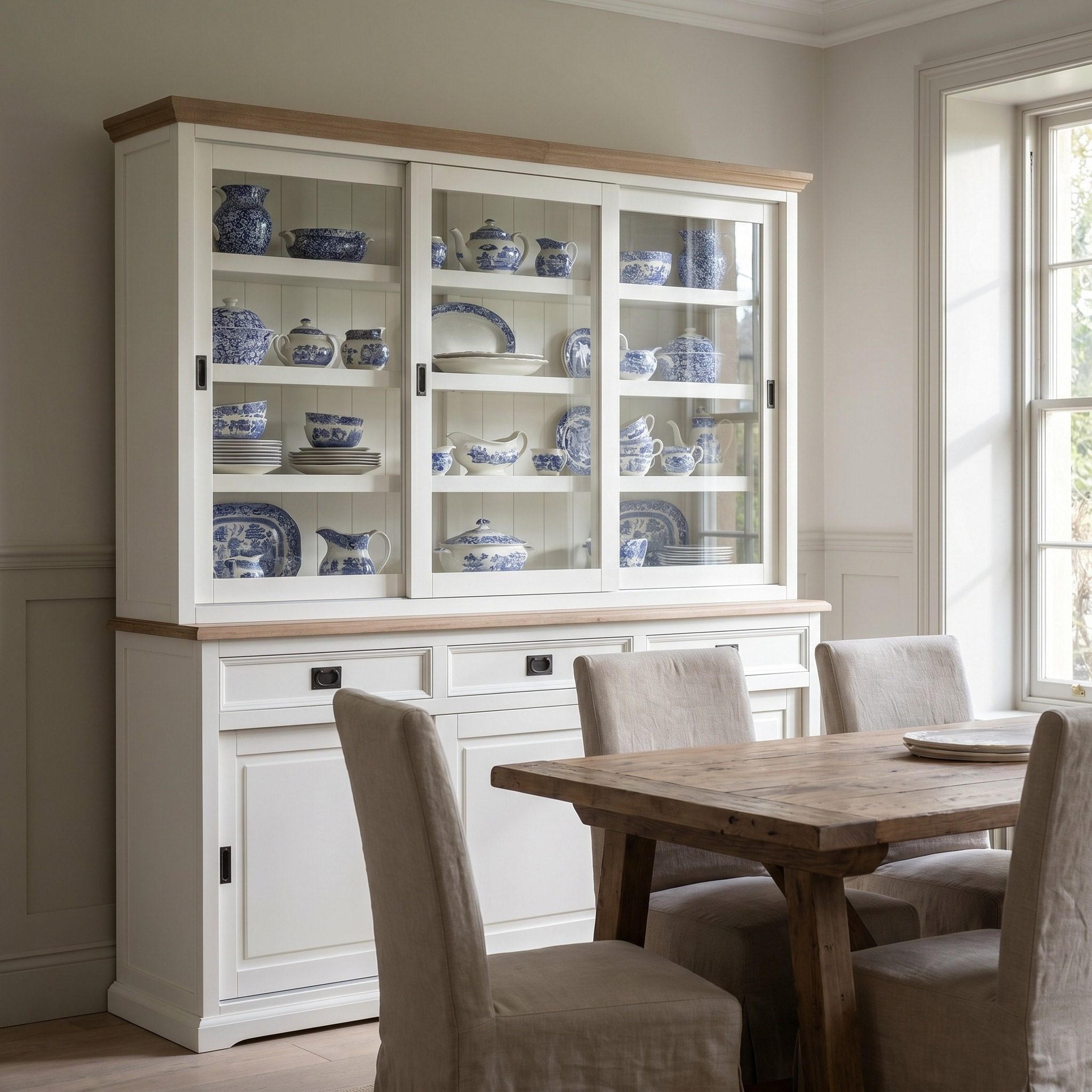 Buffetschrank Sophia mit Schiebetüren im Landhausstil - in vielen Farben erhältlich!