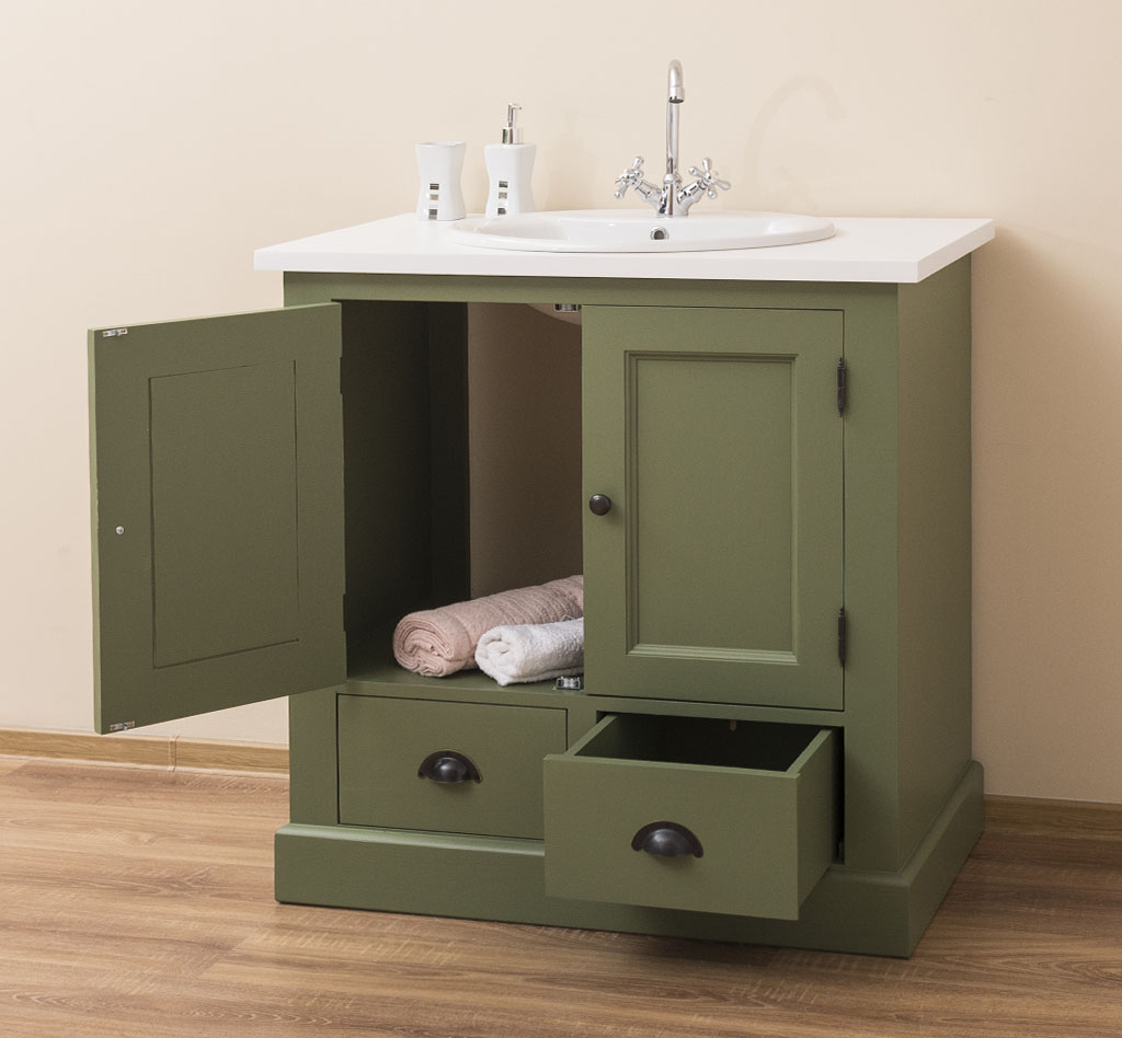 Rustikaler Waschbeckenschrank im Shabby Style - in vielen Farben erhältlich! Rustikaler Waschbeckenschrank im Shabby Style - in vielen Farben erhältlich!