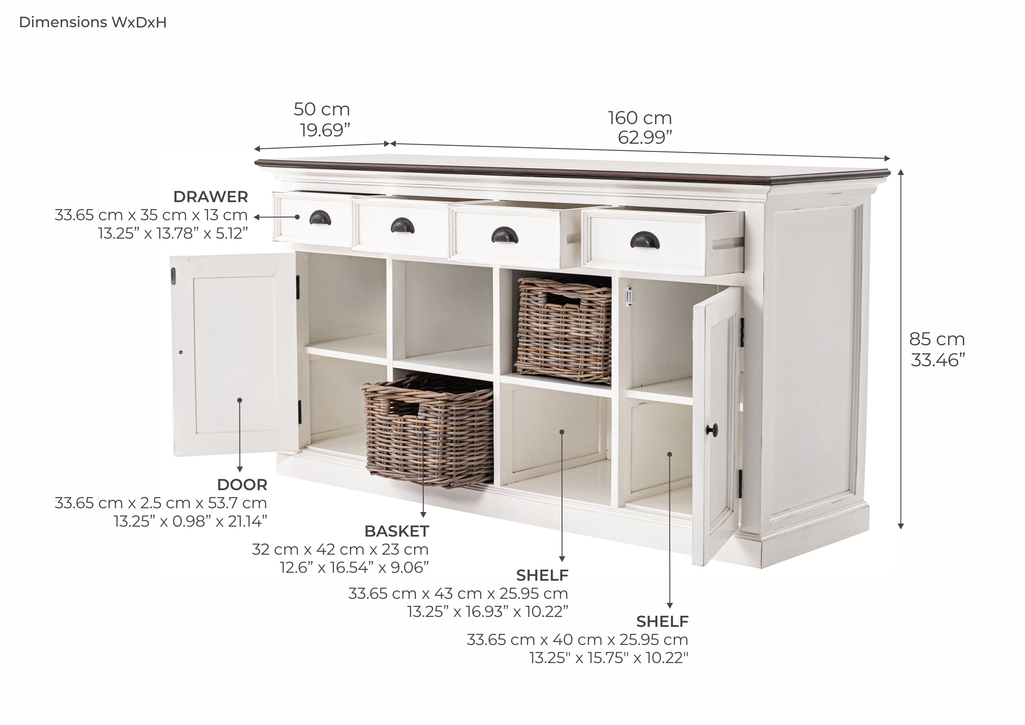 Halifax Accent Sideboard mit 4 Körben