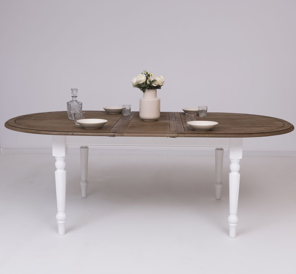 Ovaler Ausziehtisch Luberon mit Eichenplatte, 180 bis 220 cm