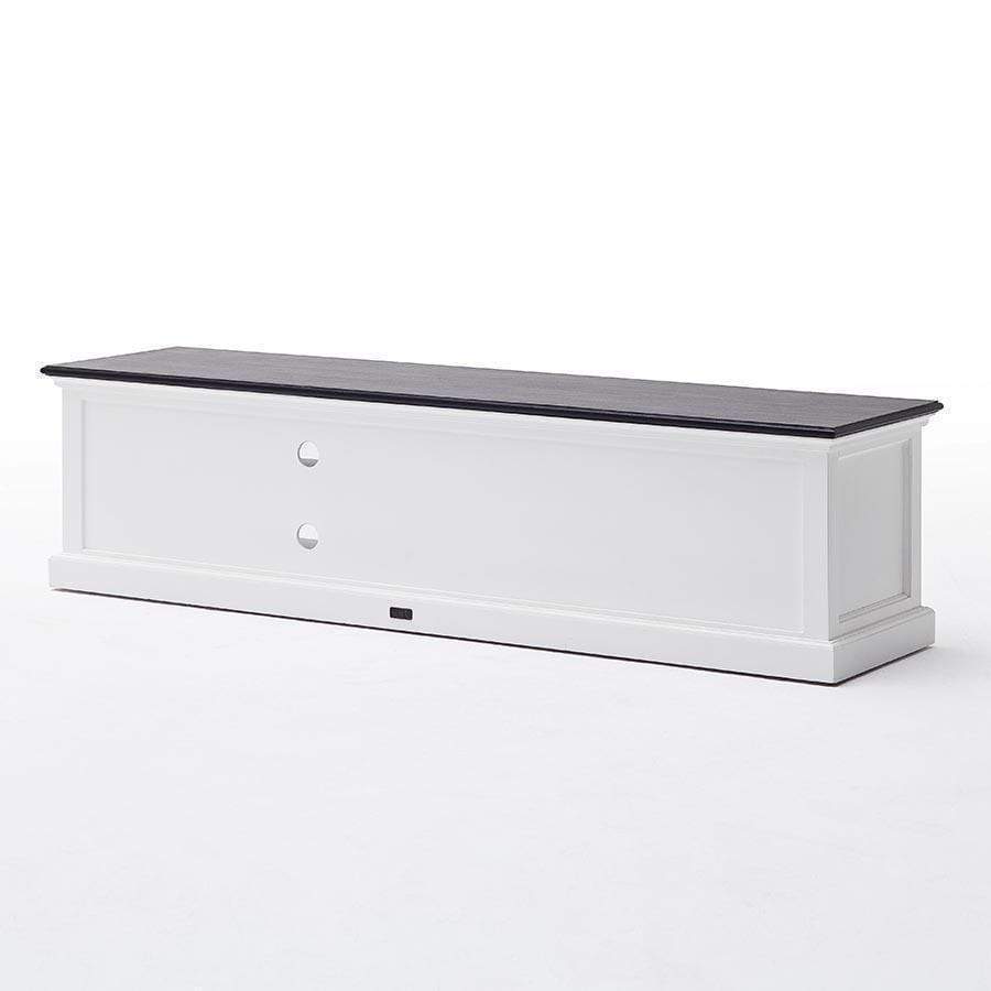 Halifax Contrast Lowboard 180 cm – Weiß mit schwarzer Deckplatte
