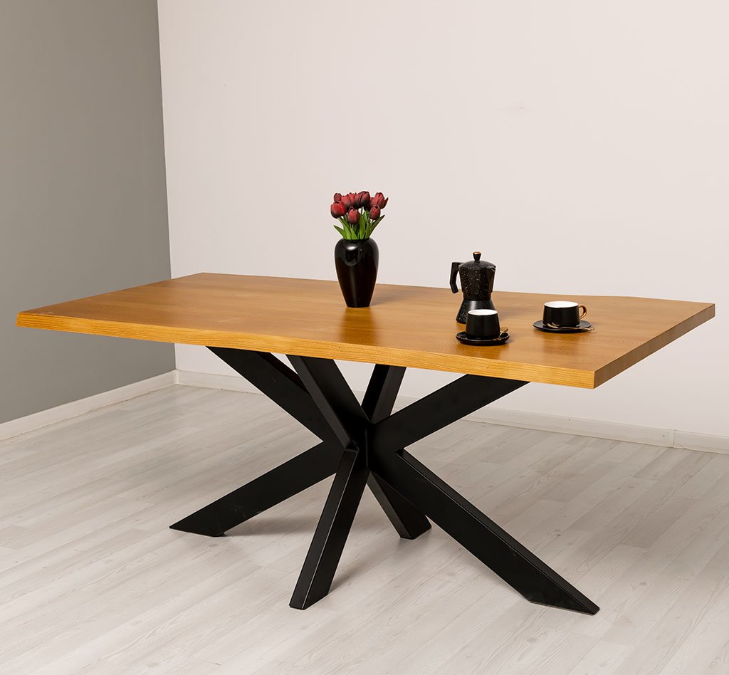 Esstisch Luberon mit Nadelholzplatte und Metallgestell, 180 x 100 cm