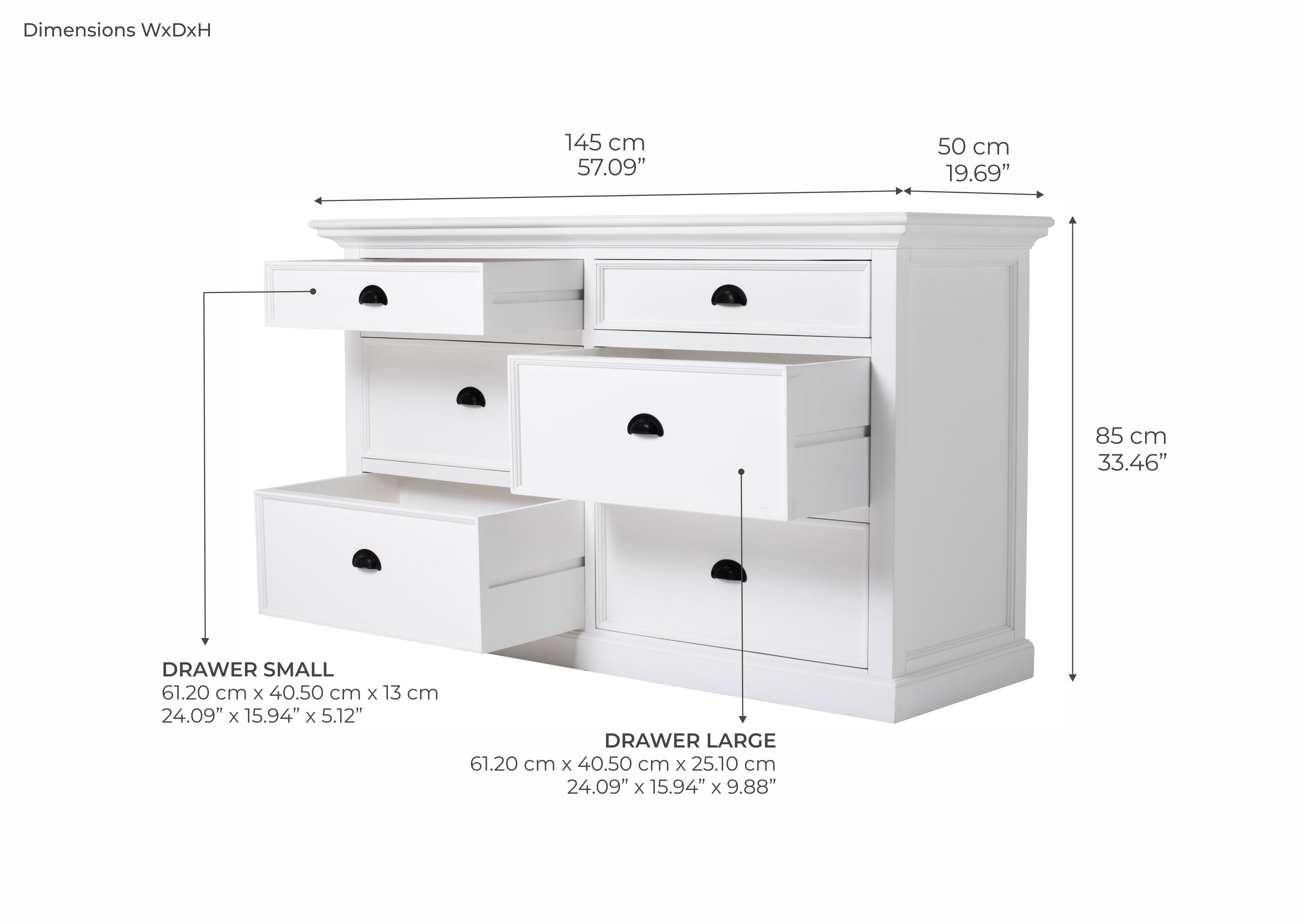 Halifax Schlafzimmer-Kommode – Weiß