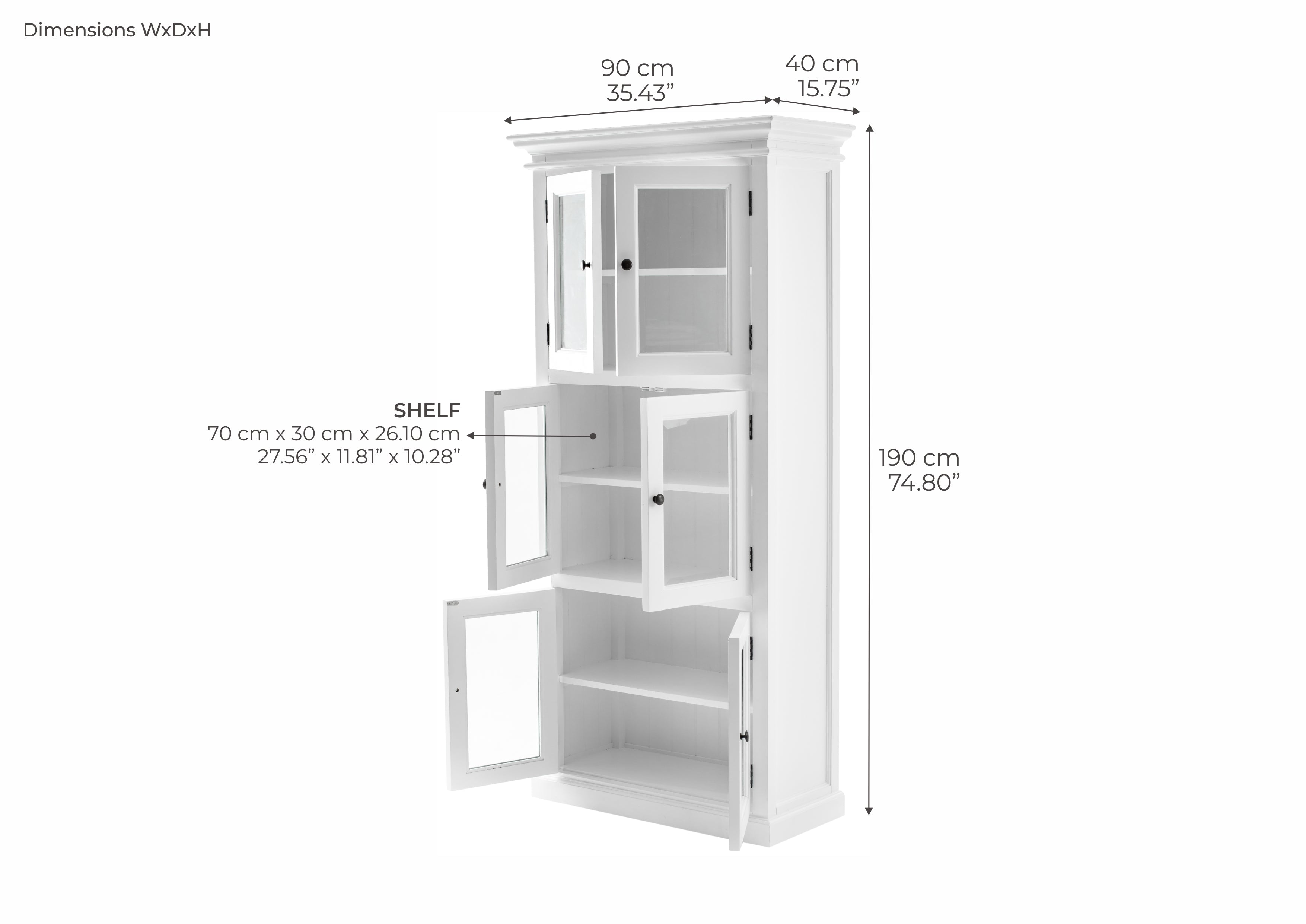 Halifax Vitrinenschrank Mittelgroß – Weiß
