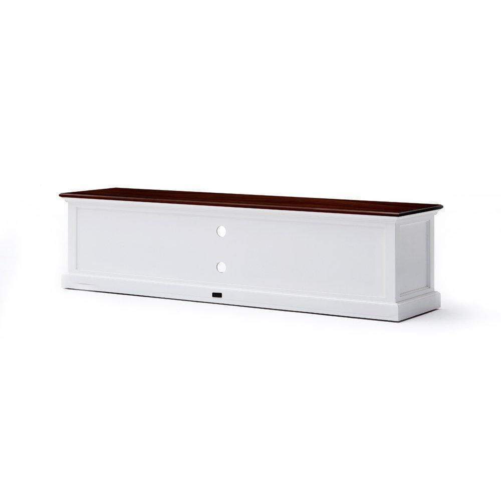 Halifax Accent Lowboard 180 cm – Weiß mit brauner Holzplatte