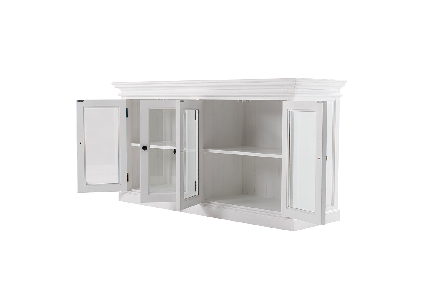 Halifax Sideboard mit 4 Türen und Glasfronten – Weiß