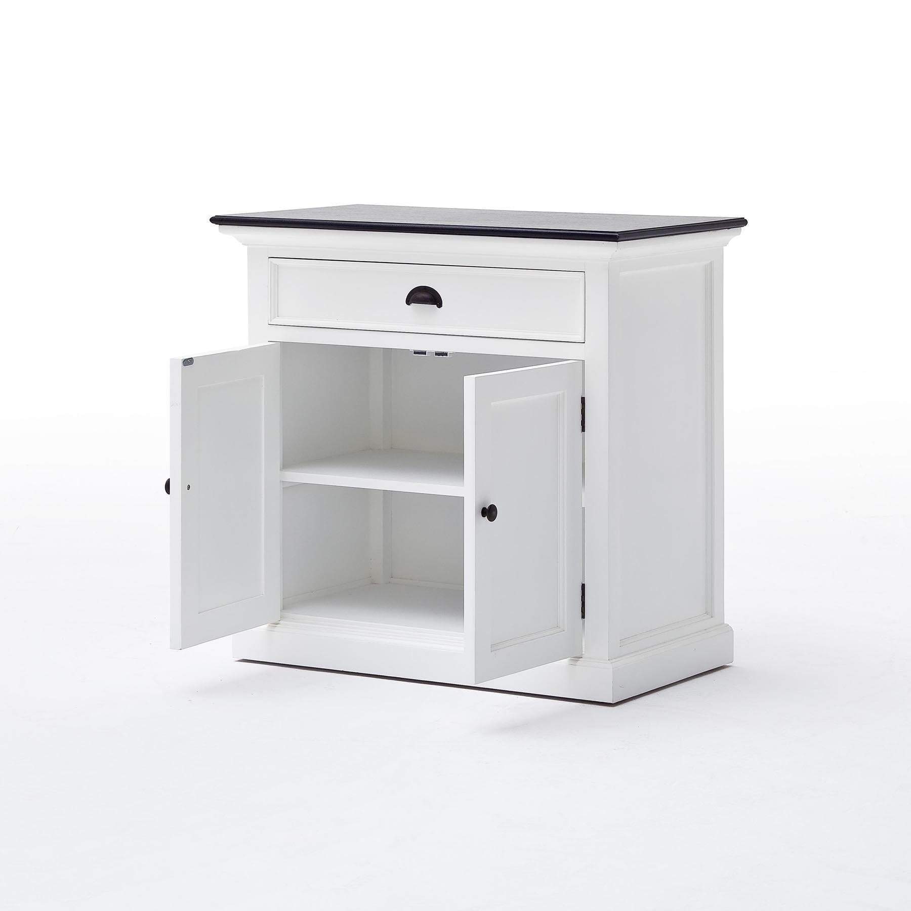Halifax Contrast Kleines Sideboard – Weiß mit schwarzer Tischplatte