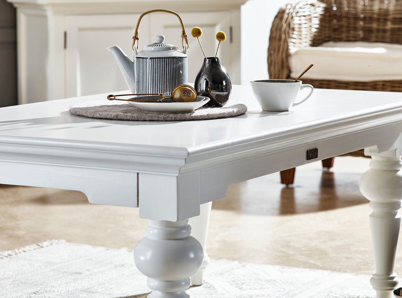 Provence Rechteckiger Couchtisch – Weiß