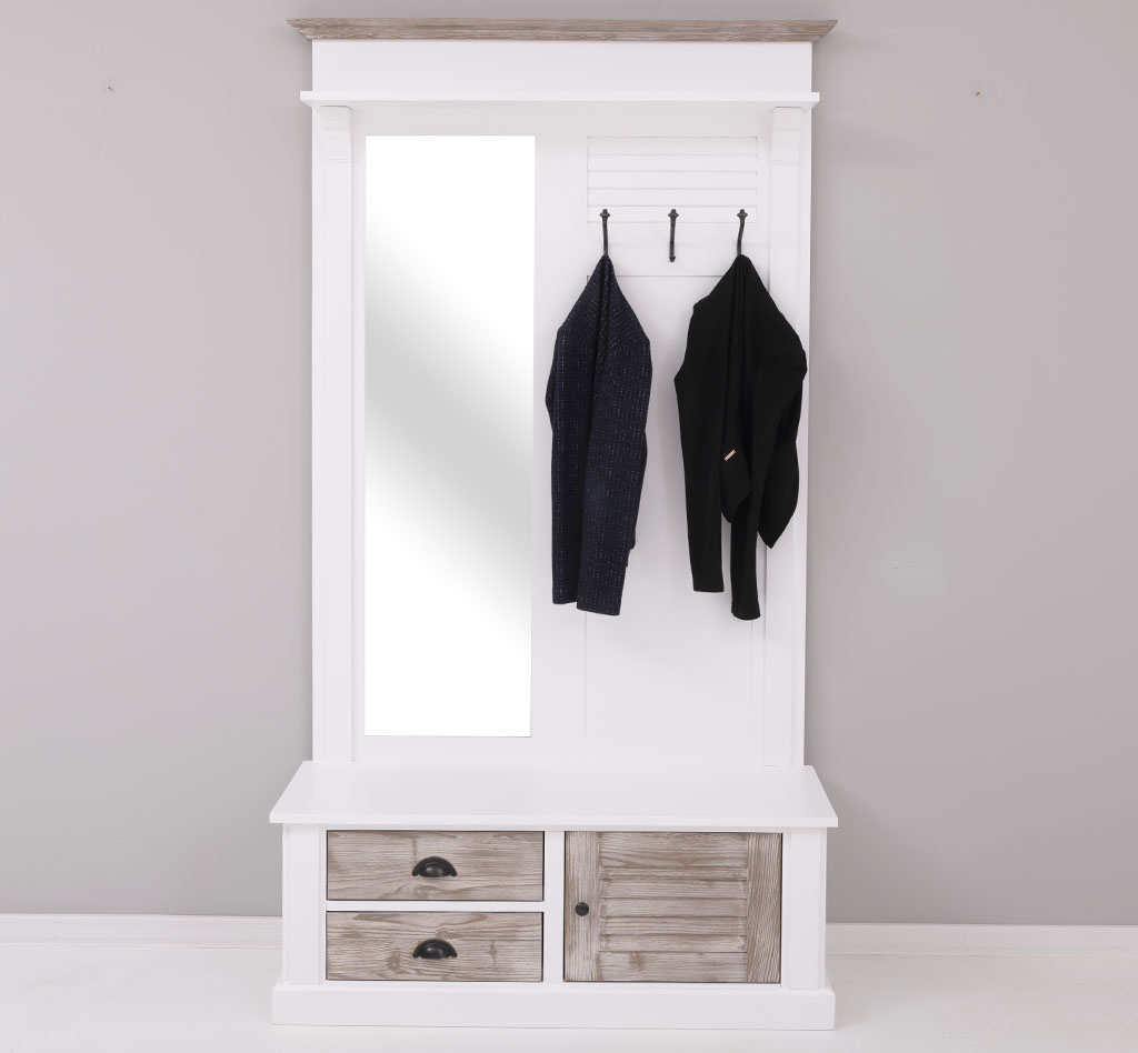 Garderobe im Landhausstil mit Lamellen und Spiegel - in vielen Farben erhältlich!